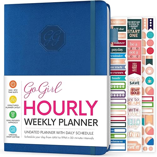 GoGirl Agenda semanal  Planificador de trabajo y vida por hora sin fecha con ranuras de tiempo  Organizador vertical para gestión diaria del tiempo