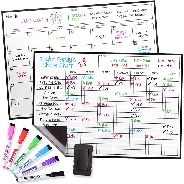 Buy Dry Erase Calendar for Fridge and Chore Chart for Fridge