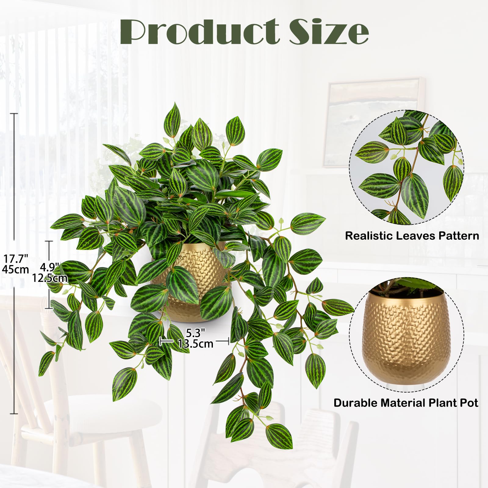 Plantes artificielles en pot en métal doré 41 cm