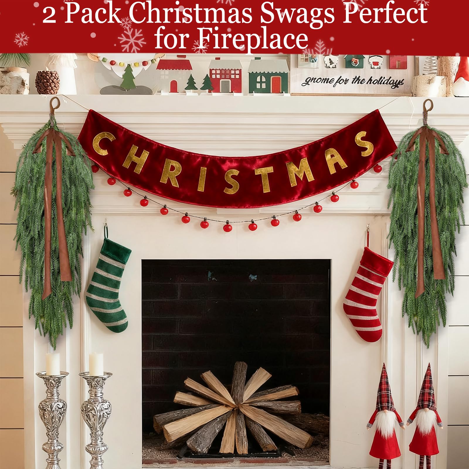 2 STUKS Kunstmatige Kerst Teardrop Swag 28 Faux Dennennaalden Deur