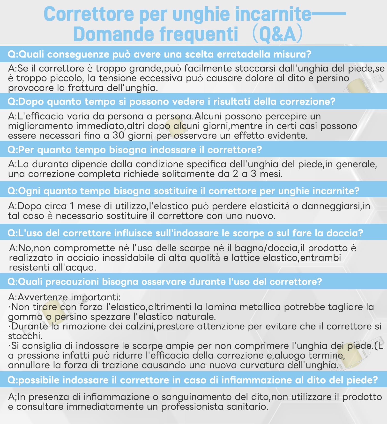 InhwRior Correttore per unghie incarnite, facile da usare a casa, stabile e sicuro, senza scivolamento, trazione continua per un sollievo rapido dal dolore, impermeabile per la doccia (19mm-21mm)