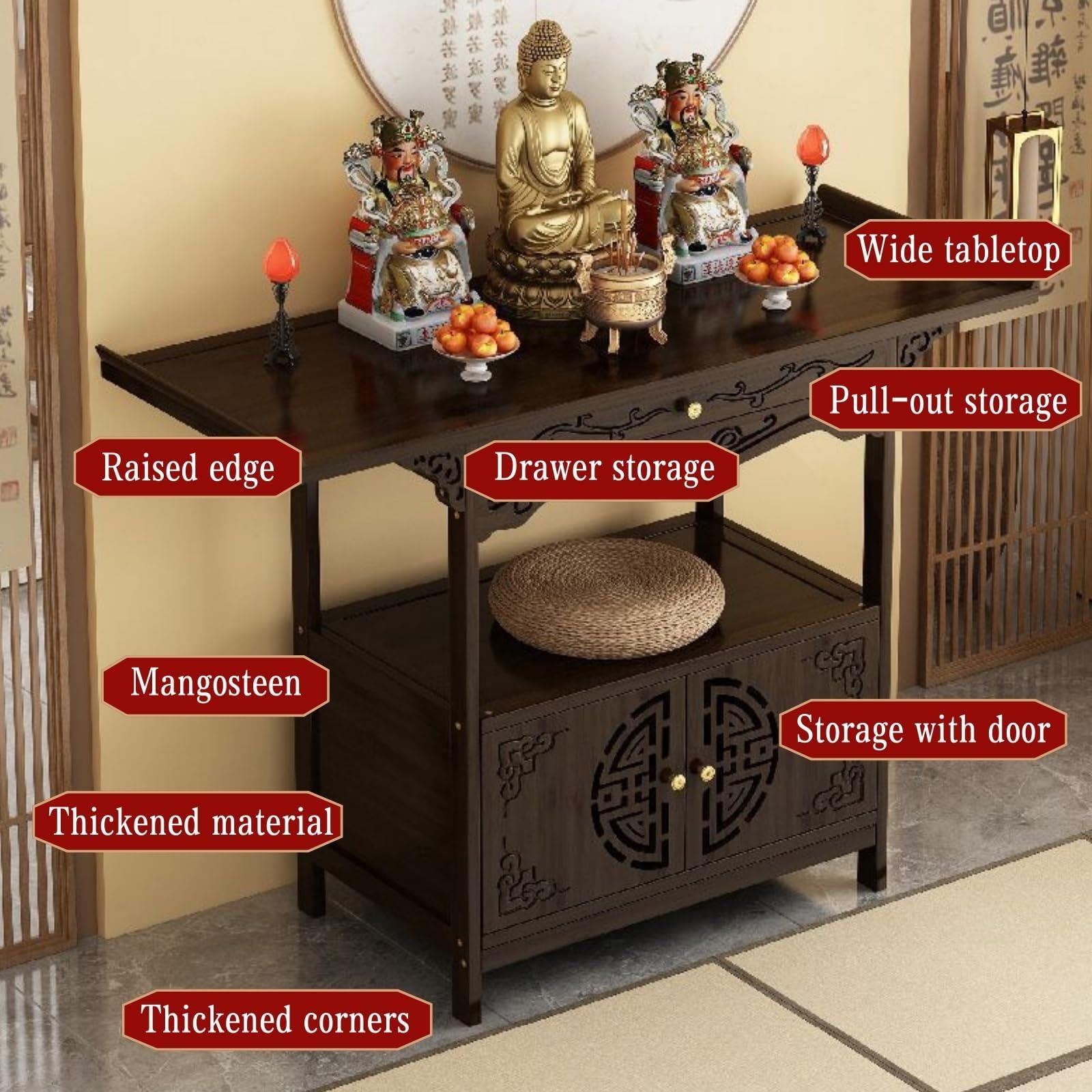 Mesa De Altar Con Almacenamiento, Gabinete De Santuario Moderno Con Puerta