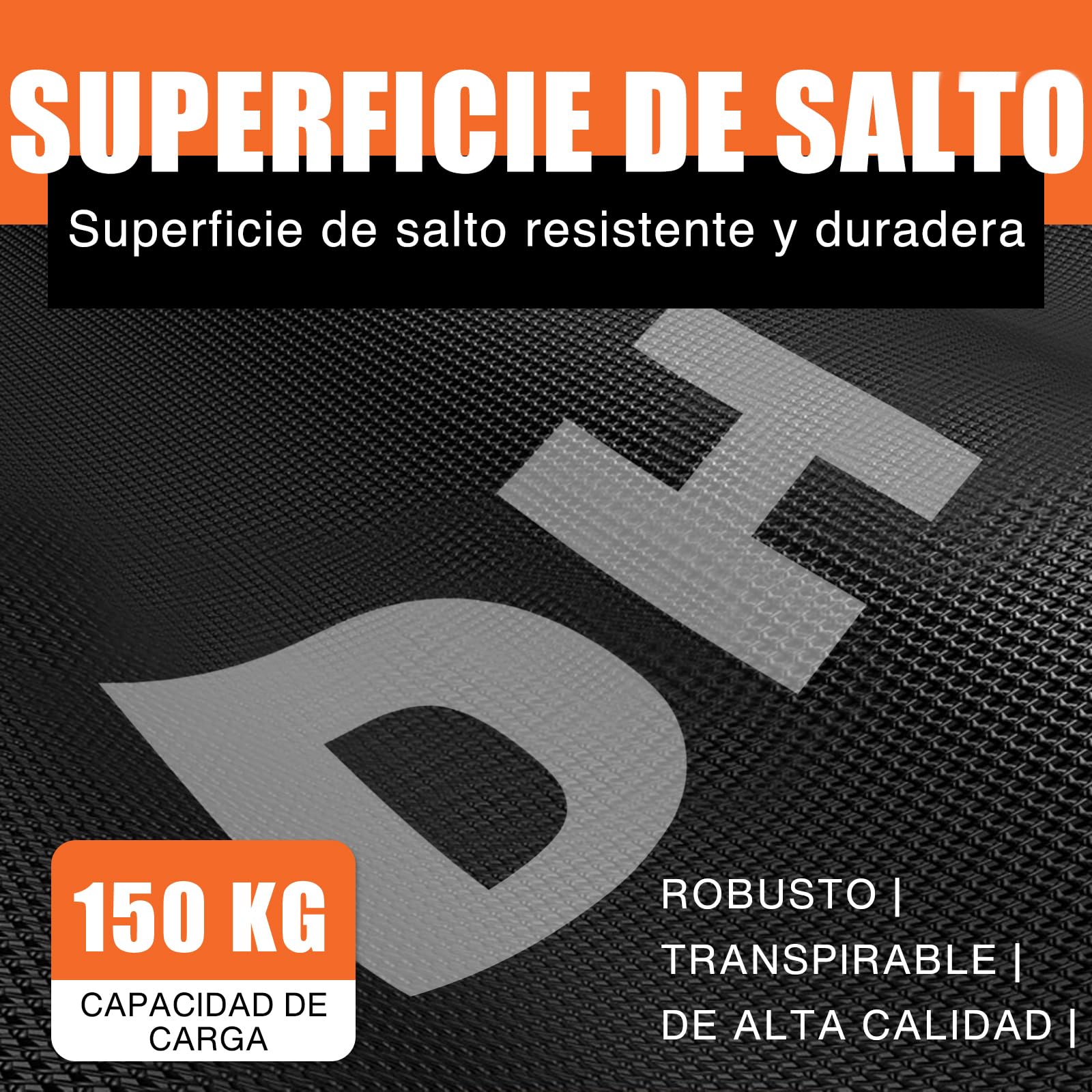 DH FitLife Cama Elástica Fitness Interior Ø121 cm, Trampolín Plegable sin Montaje, Capacidad 150 kg, Mango Ajustable 3 Niveles, Bajo Ruido y Estructura Estable para Adultos