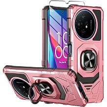 for TCL 50 XL 5G Phone Case TCL 50 XL NXTPAPER 5G Case with Tempered Glass Screen Protector,Military Grade Heavy Duty Shockproof Protective Cover,with Ring Kickstand Rose Gold
