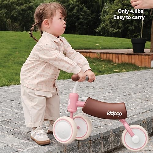 Miniatura 5 de kidpop Bee Baby - Bicicleta de equilibrio para niños de 1 año, juguetes de paseo para primer cumpleaños, primera bicicleta (blanco)
