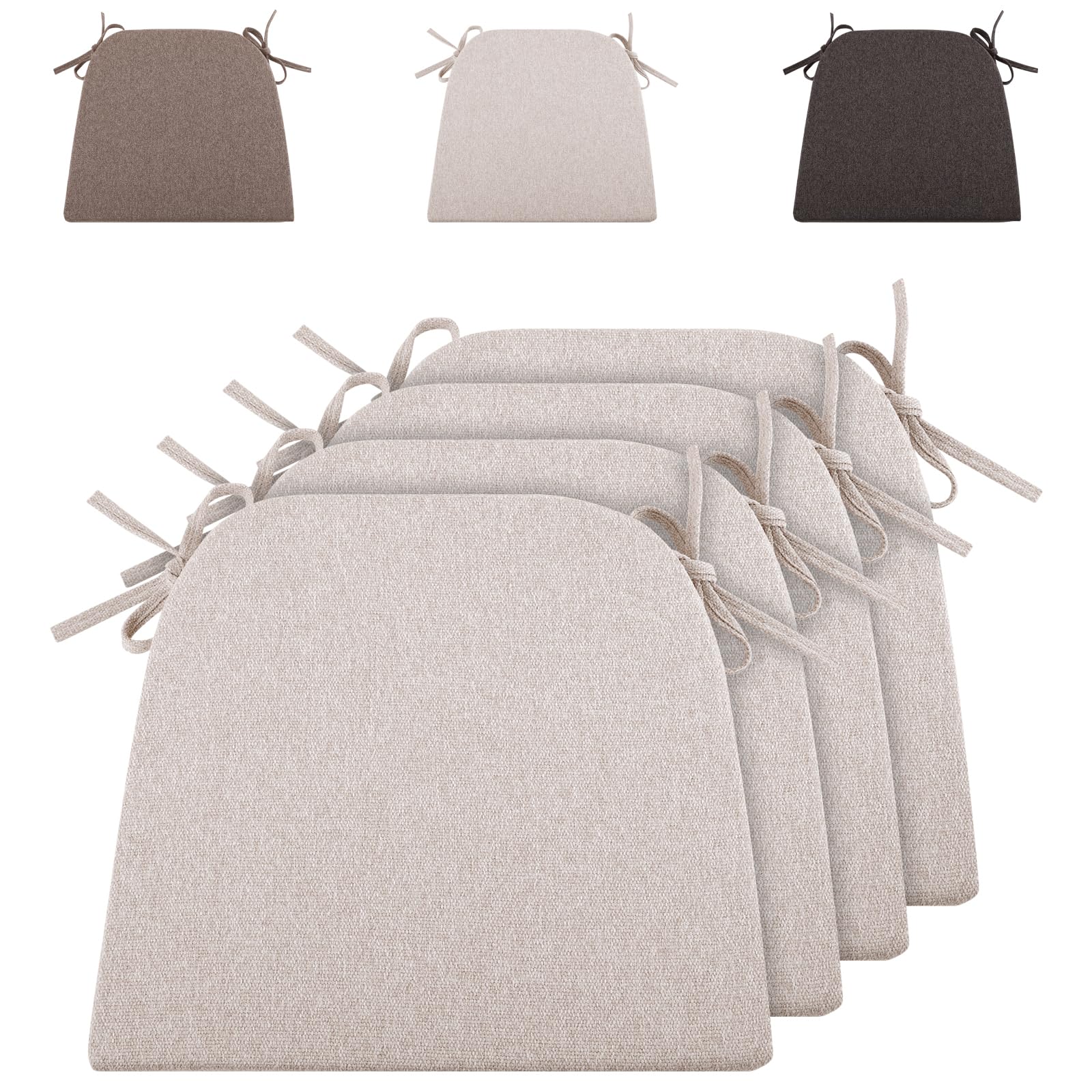 Coussin d'assise pour chaise de jardin beige RUIXUAN anti-glisse avec liens
