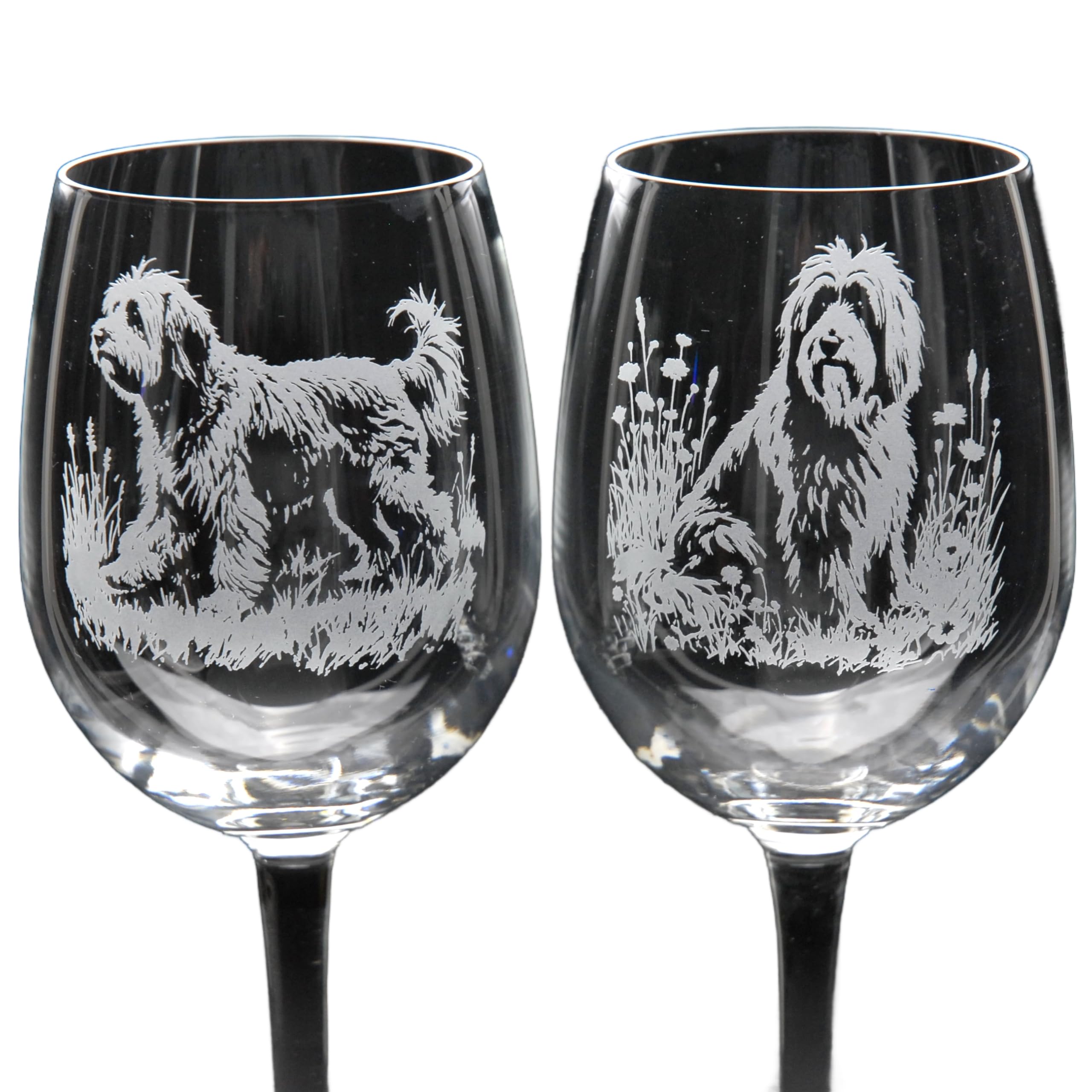 GLYPTIC Glass Art Tibetan Terrier Dog Placement Hand Etched/Engraved Crystal Wine Glass — image 1