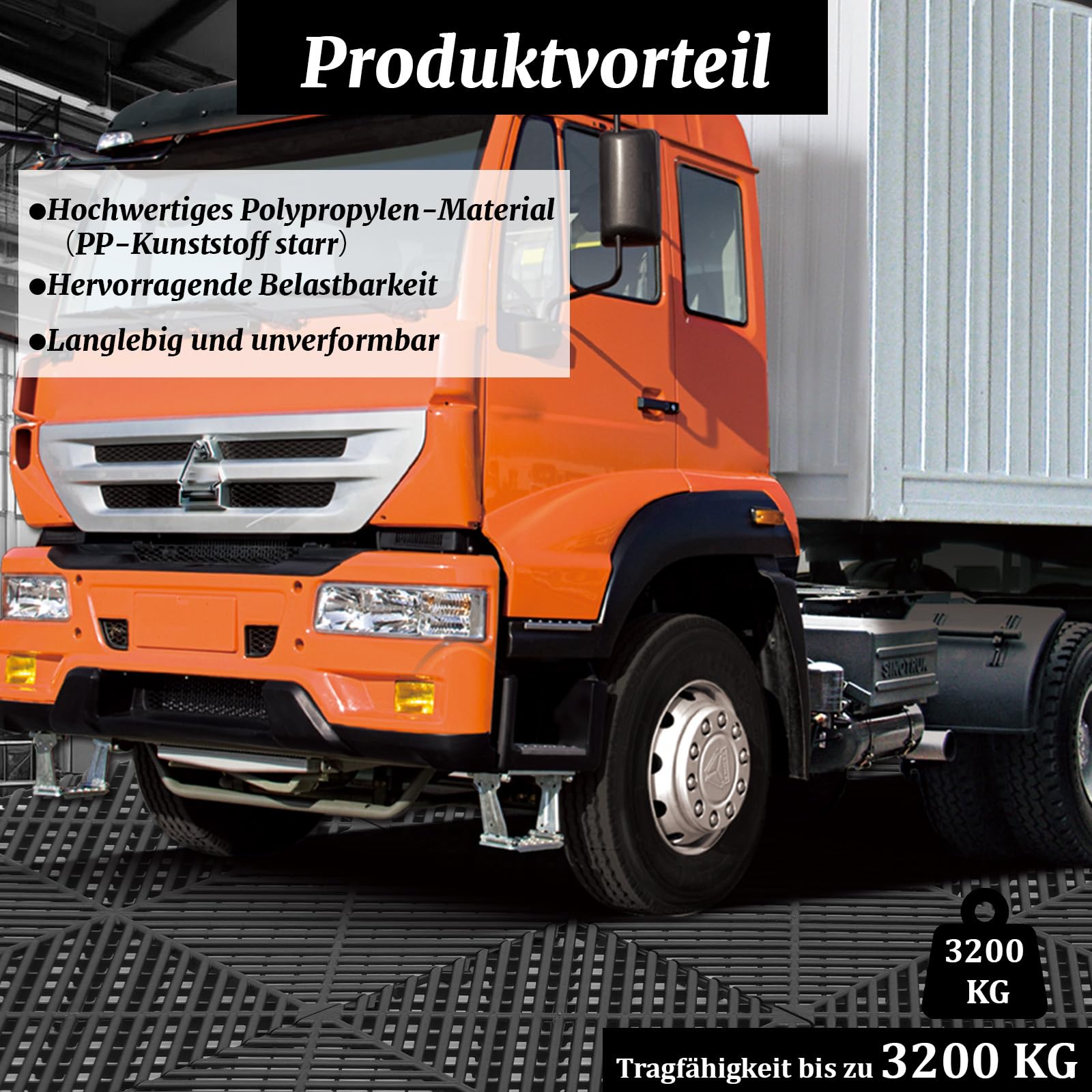 20 Stück PP Garagenboden 40x40cm Garagenbodenfliesen Ineinandergreifende Garagenboden matten, Garagen Drainagematte für Garage, Innen Außen,Schwimmbäder,Tragfähigkeit;3200KG(3.2m²) (Schwarz)