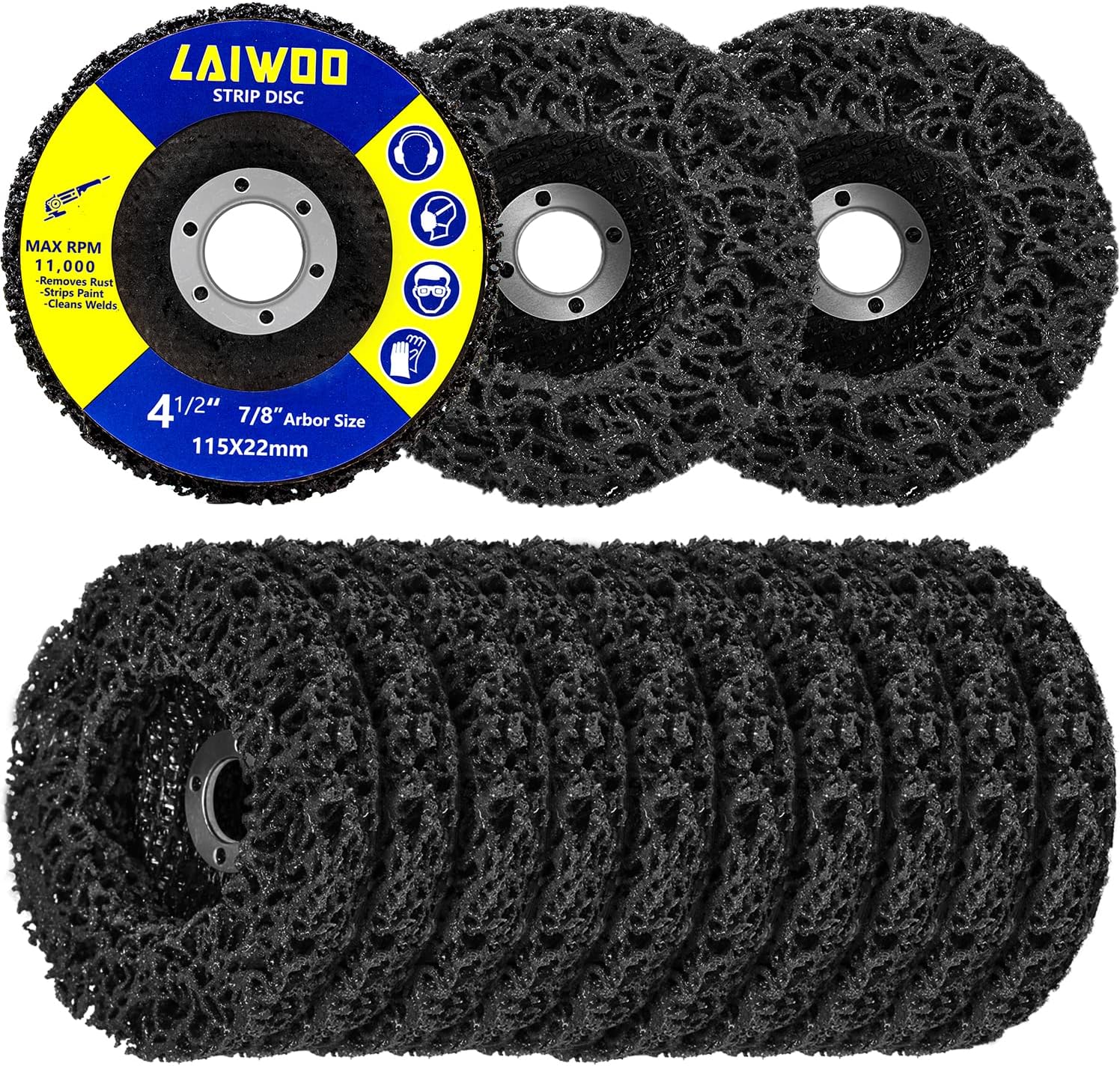 10 Pack Strip Disc Wheel for Angle Grinders Stripping Wheel, Paint Stripping Disc, Poly Abrasive Wheel for Metal Rust Welds, Oxidation, Paint Remover (4-1/2'' x 7/8'') (10)
