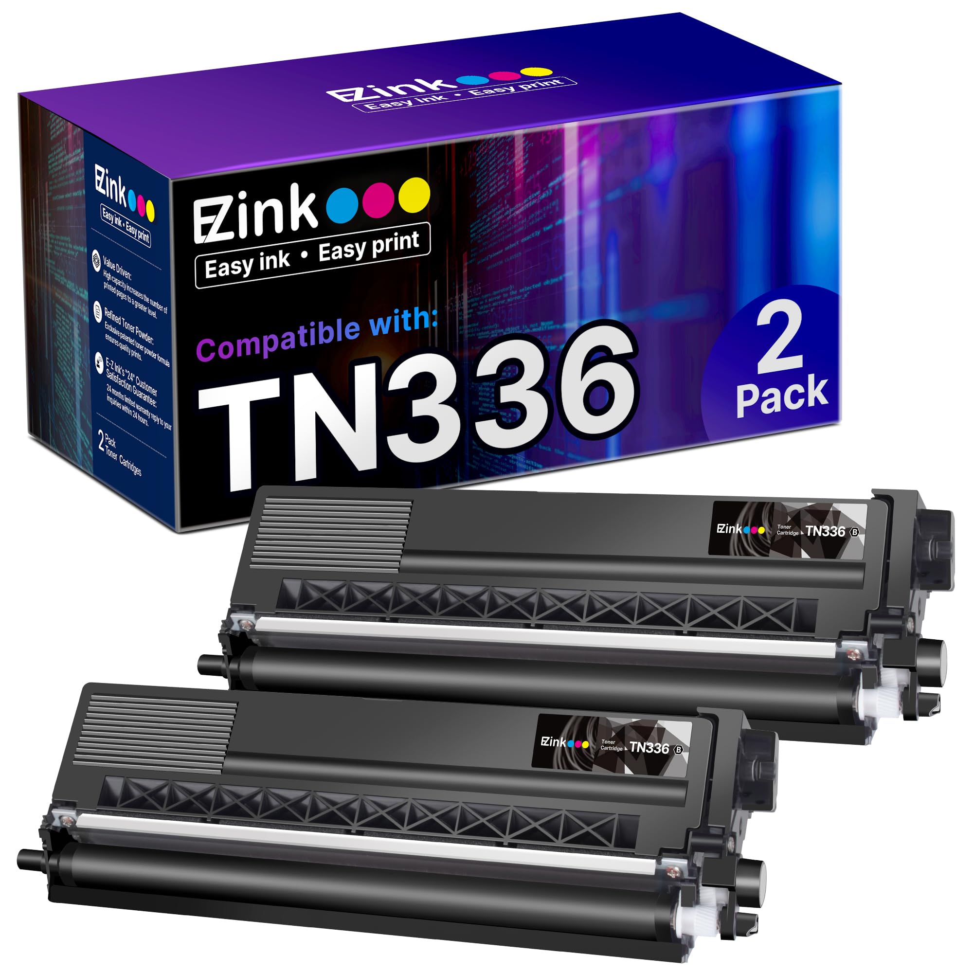 E-Z Ink Compatible Toner Cartridge Replacement for Brother TN336 TN331 TN-336 TN-331 Compatible with HL-L8350CDW MFC-L8850CDW MFC-L8600CDW MFC-9970CDW HL-4150CDN HL-L8250CDN (2 Black)