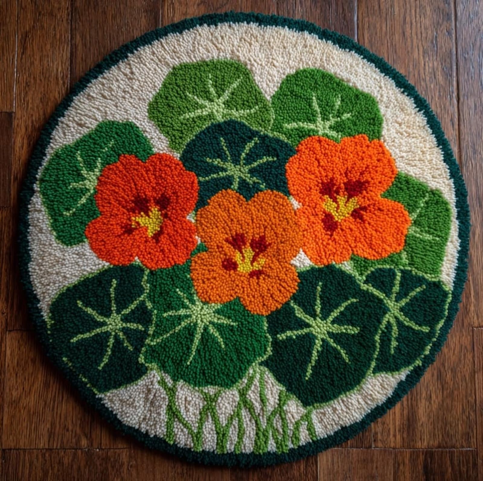 Wallustrioaw 004 Diy Carpet Latch Hook Kits,Morning Glory,Latch Hook Rug Kits For Adults Beginners Diy Needlework Crocheting Rug Home Decor,50X50cm
