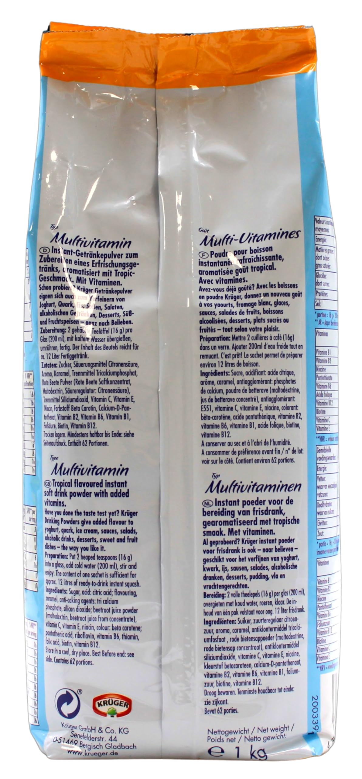 Krüger Family Typ Multivitamin Getränkepulver, 10er Pack (10 x 1 kg)