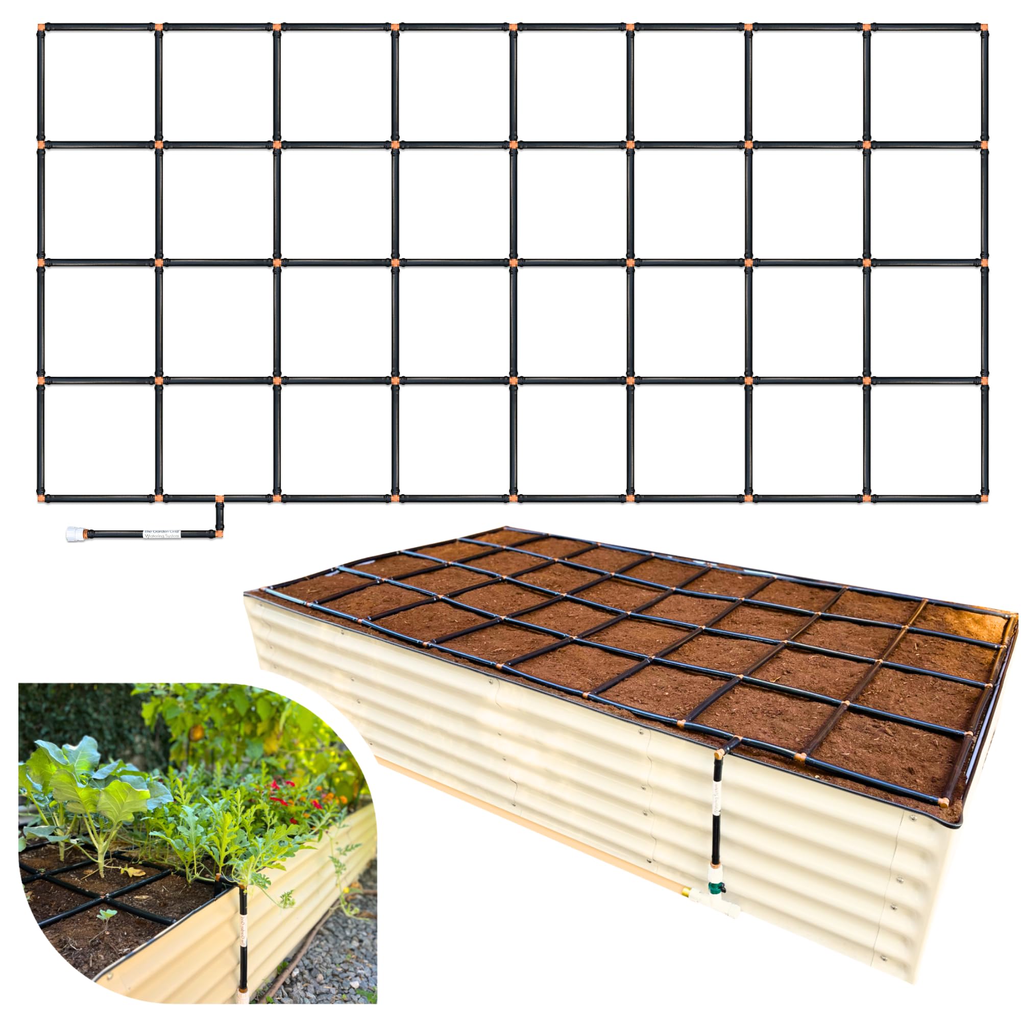 Garden Grid Irrigation System | Garden Irrigation System for Garden Bed - But Better | Assembled, Water All Plants, 2 Minute Setup, Made in USA, Lasts 5-10 Times Longer Than Drip Irrigation | 4x8-44
