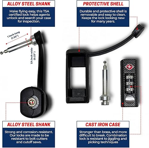 Miniatura 2 de Cerradura de caja táctica aprobada por la TSA  Funda protectora de goma y monoeje resistente a cortes  Candado seguro de un solo eje para armas,