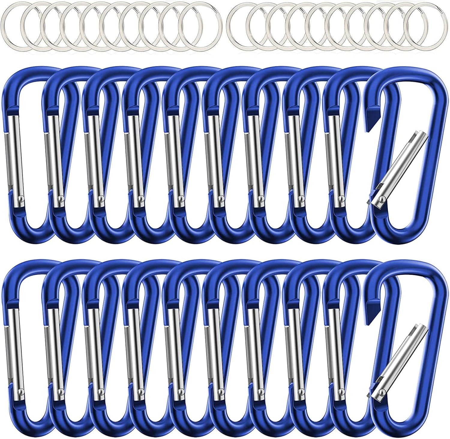 40 PCS Carabiner Clip Keychain 1.83" Aluminum DRing Spring