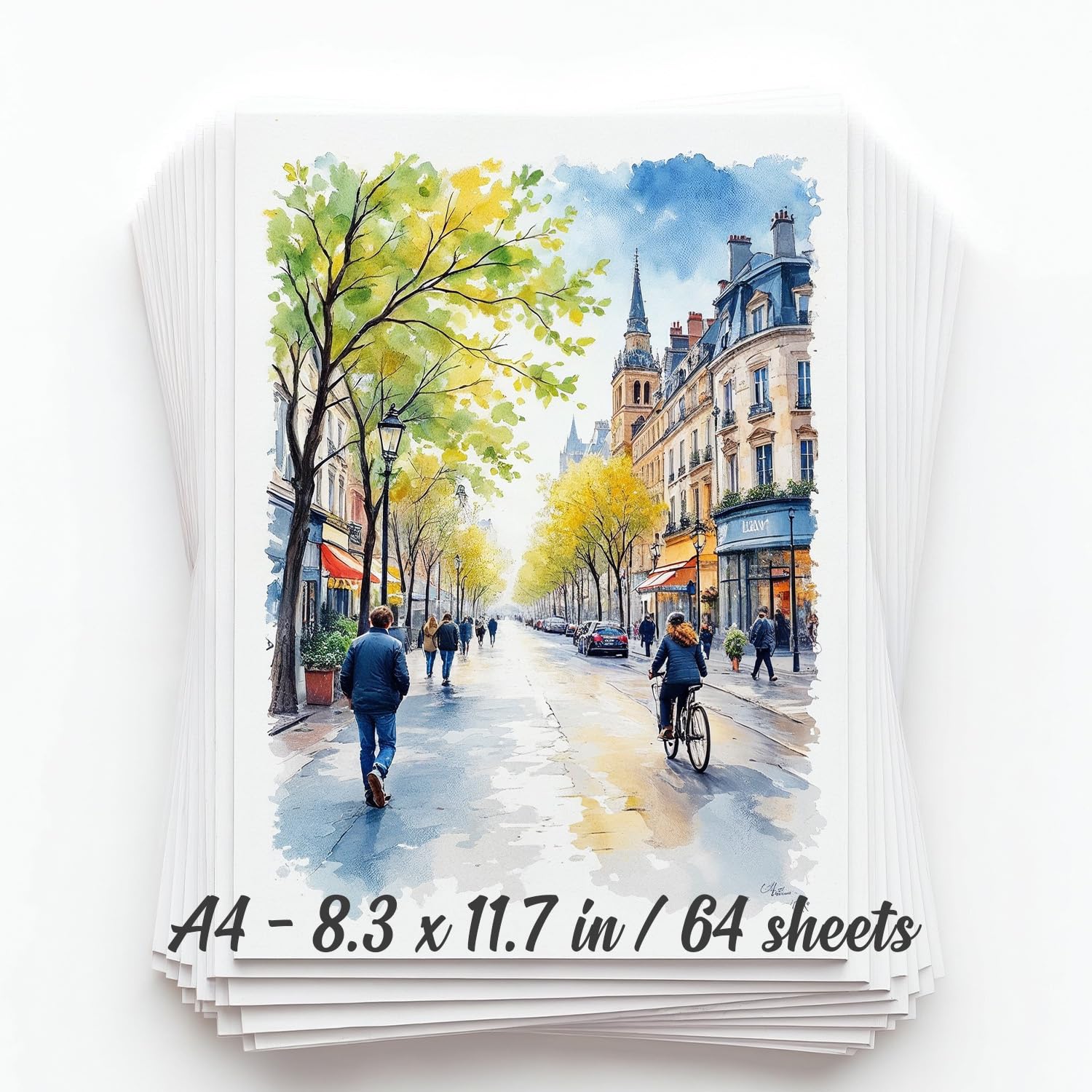 Zeno White 64 Sheets Watercolor Paper Pad - A4 8.3"X11.7" - Water Color Paper 140Lb/300Gsm - 100% Cotton Pulp - Art Supplies For Kids & Adults - For Painting, Artist Sketch, Easel, Loose Drawing