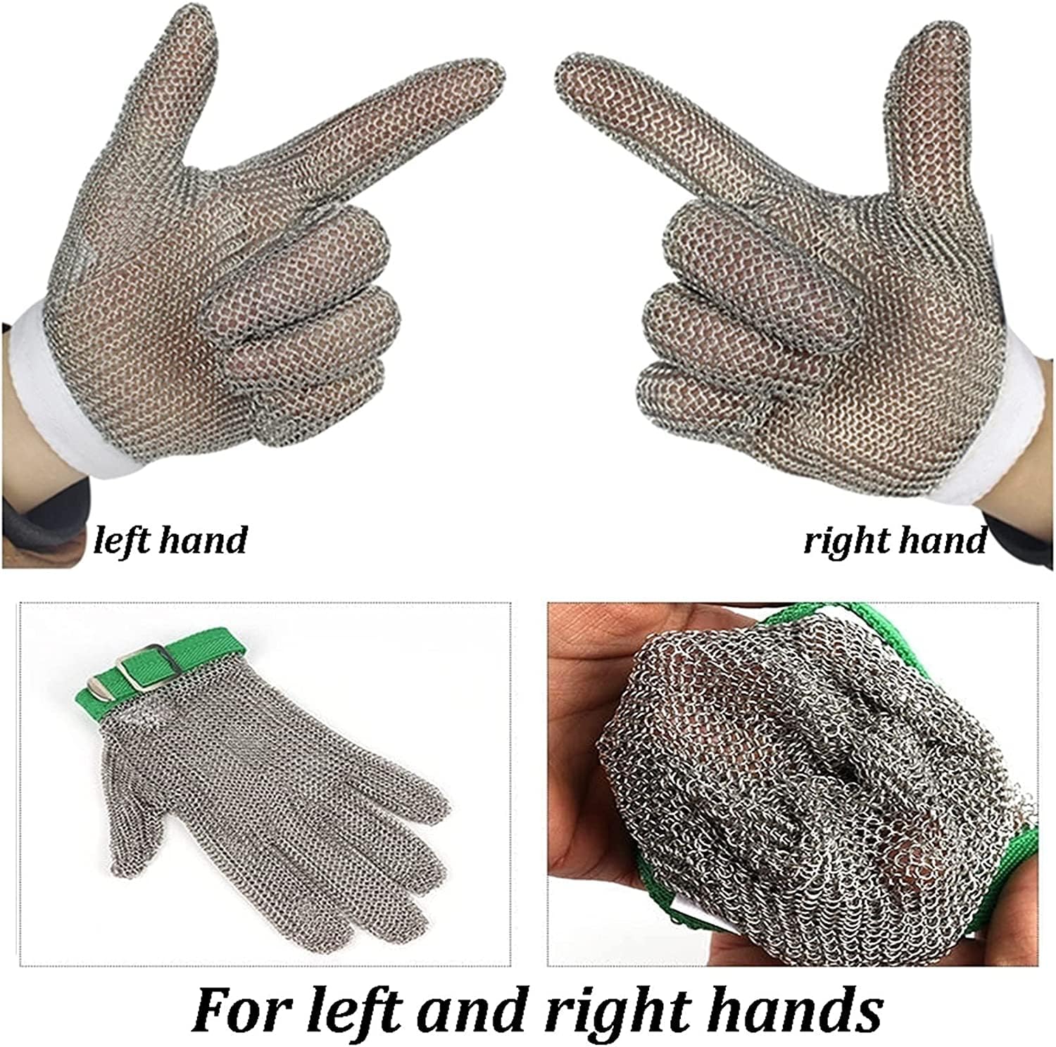 NAKEAH Guantes anticorte Guantes de acero resistentes a cortes, Carnicero Chef Carpintería Guantes de trabajo de seguridad resistentes a cortes, Protección de nivel 9 (Size : 1PCS-L)
