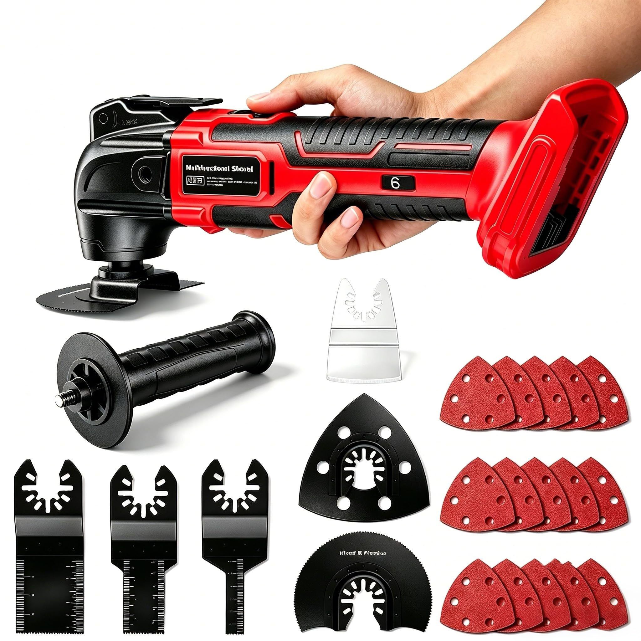 Akumulatorowe narzędzie oscylacyjne do akumulatora Milwaukee 18 V, oscylacyjny zestaw narzędzi wielofunkcyjnych z uchwytem pomocniczym, 6 zmiennych prędkości, piła oscylacyjna do skrobania