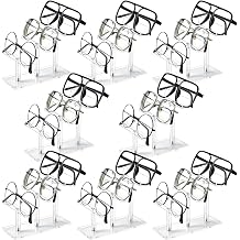 Ripeng 8 Pcs 3 Tier Acrylic Sunglasses Rack, Eyeglasses Stand, Sunglass Holder, Glasses Clear Eyewear Organizer Holder Display Risers for 3 Glasses Frame Shop Home Storage, 2. 56 x 6. 1 x 5 Inches
