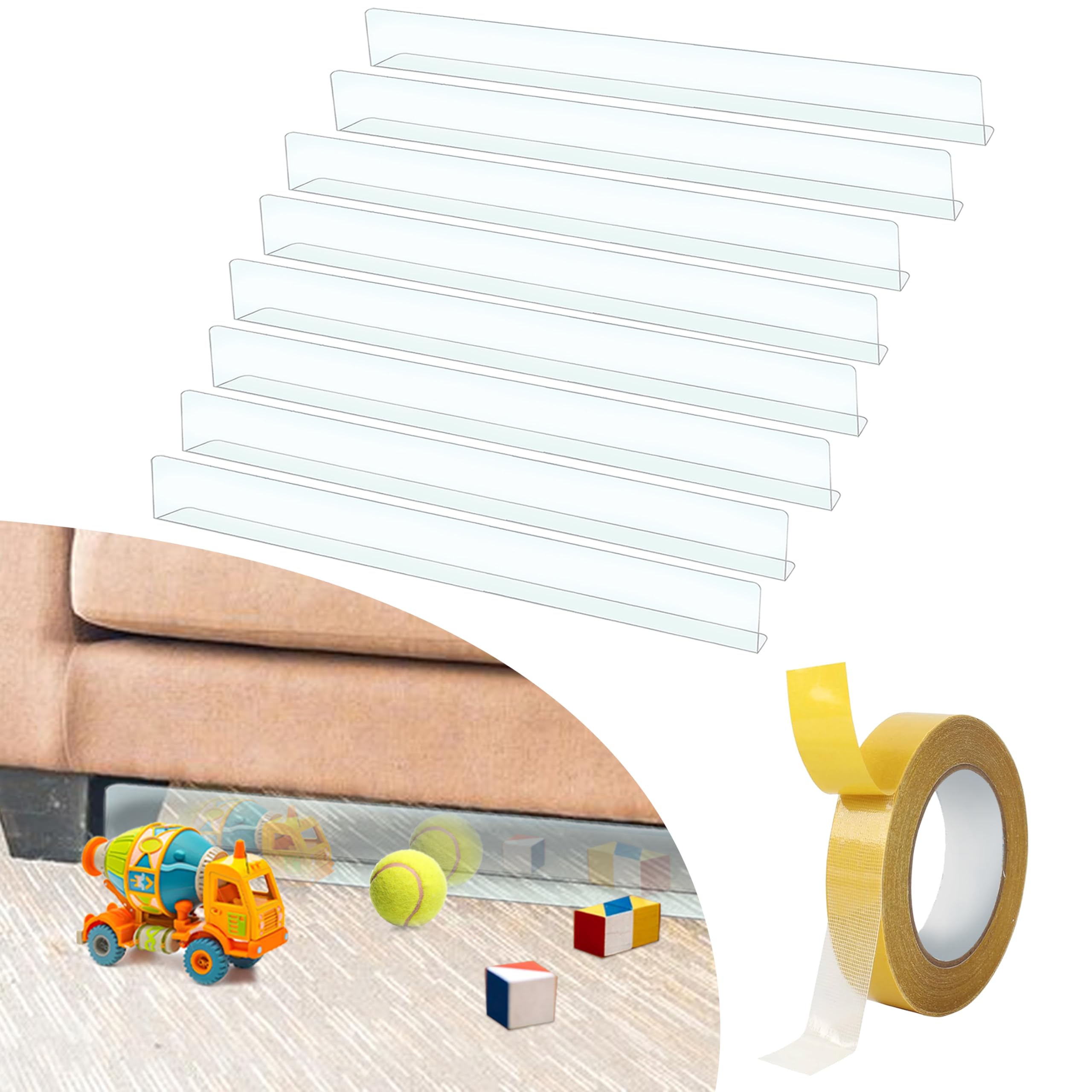 Without A P Durable Plastic Couch Toy Blocker/Prevents Toys & Pet Hair/Easy Install / 1.6" Height/Hardwood Floors & Carpet Friendly