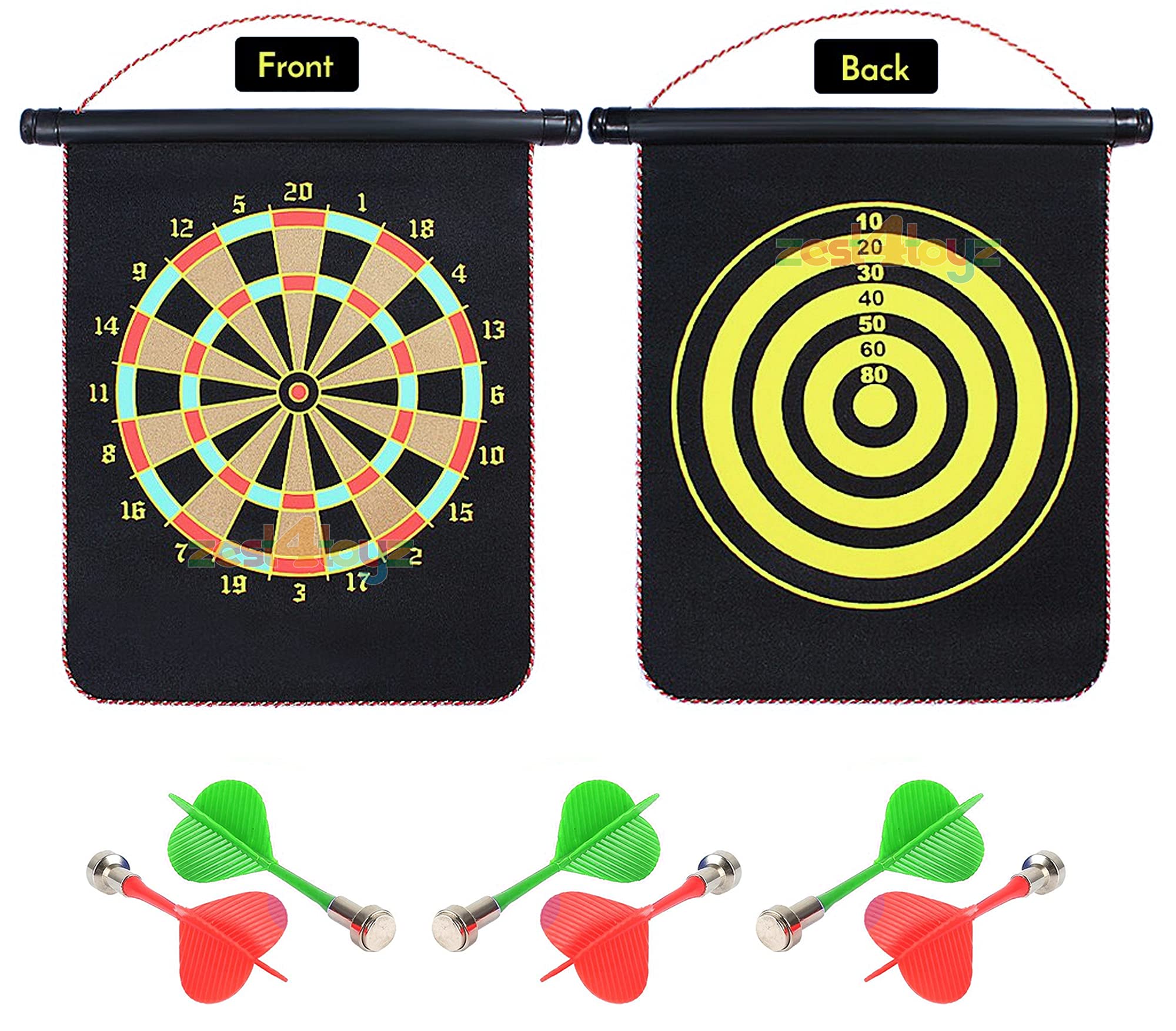Zest 4 Toyz Double Sided Fold-able Magnet Dart Board with 4 Magnetic Darts | Magnet Dart Board Game for Kids, Family Game Dart Board 20 inch (B098P8B3PL) Amazon Price History, Amazon Price Tracker