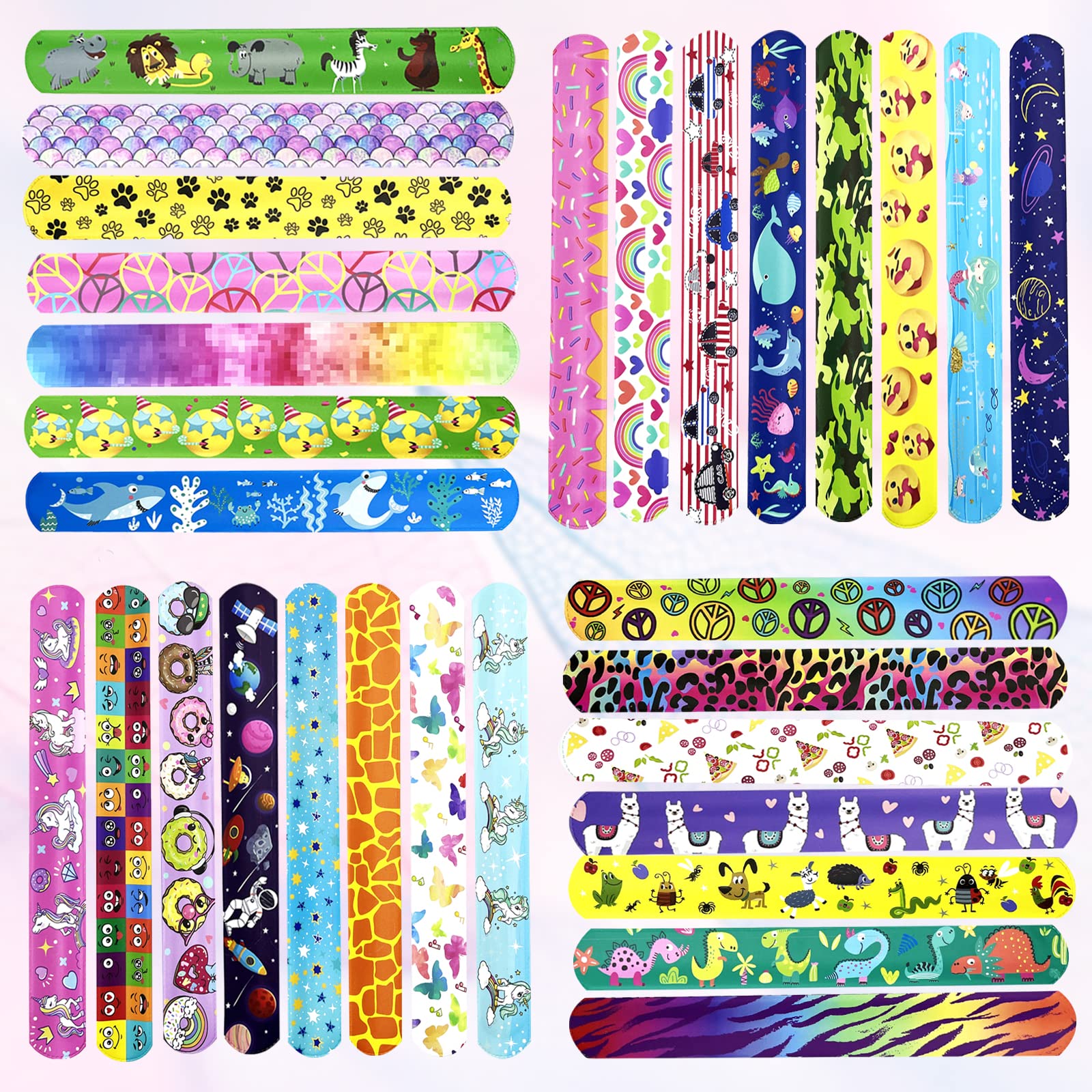 Slap Bracelet 24/30/50 pcs Animaux Dinosaures Licorne Sirène Enfants Filles Garçons
