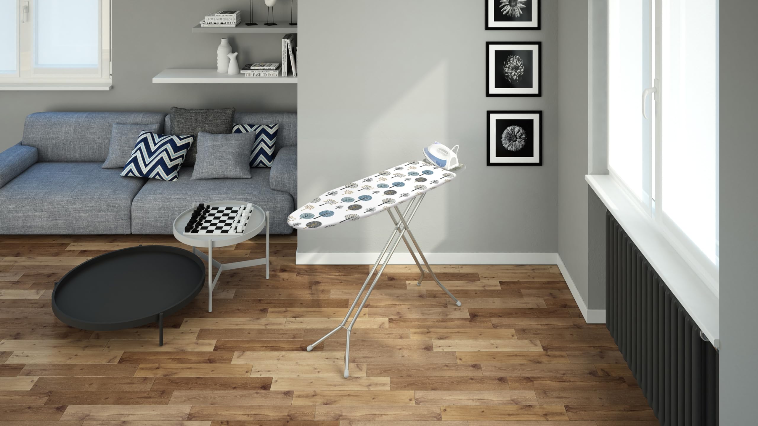 Colombo | Cupido Asse da Stiro 114x36cm con Poggiaferro Rinforzato | Tavola da Stiro Pieghevole Altezza Regolabile Max 90cm | Foderina in Cotone Bio | Gambe Rinforzate Ø 20mm | Made in Italy