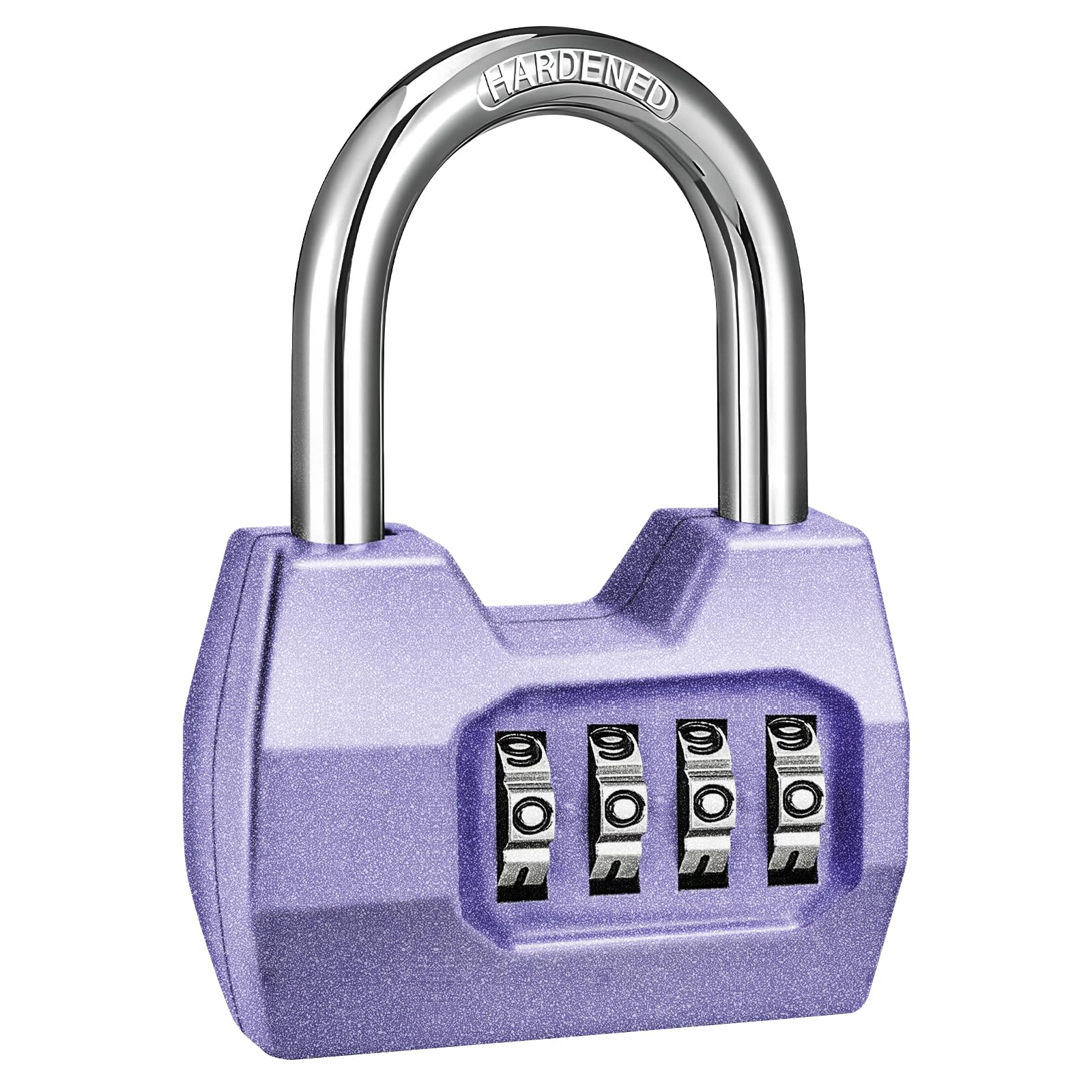 1 Pack disecu 4 Digit Combination Lock, Outdoor Waterproof Padlock for School Gym Locker, Fence, Gate, Shed, Storage Unit, Case, Toolbox (Lavender)
