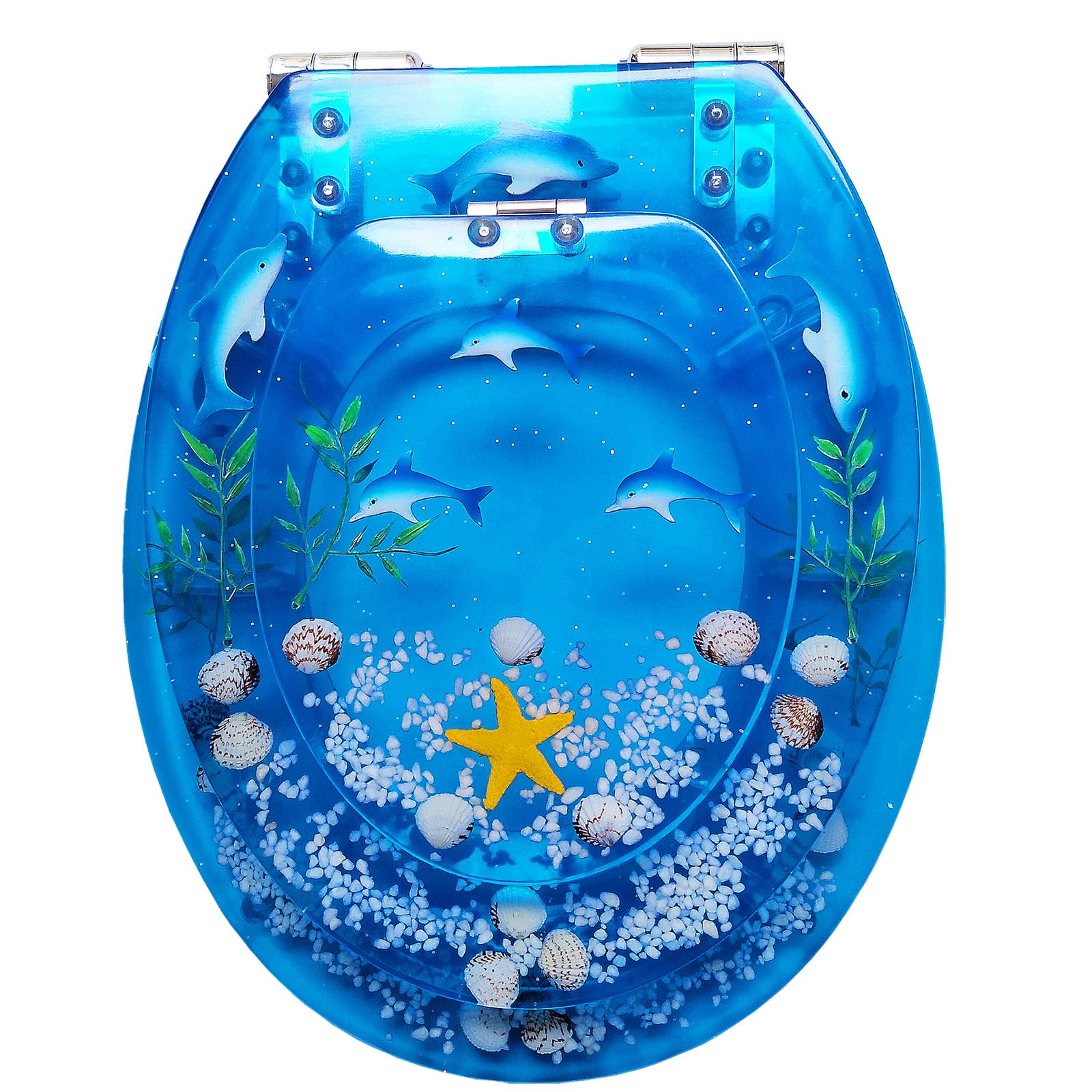 Toilet lid, Elongated Resin Toilet Seat with Alloy Hinges Easy to Install and Clean Thickened Lid(B)