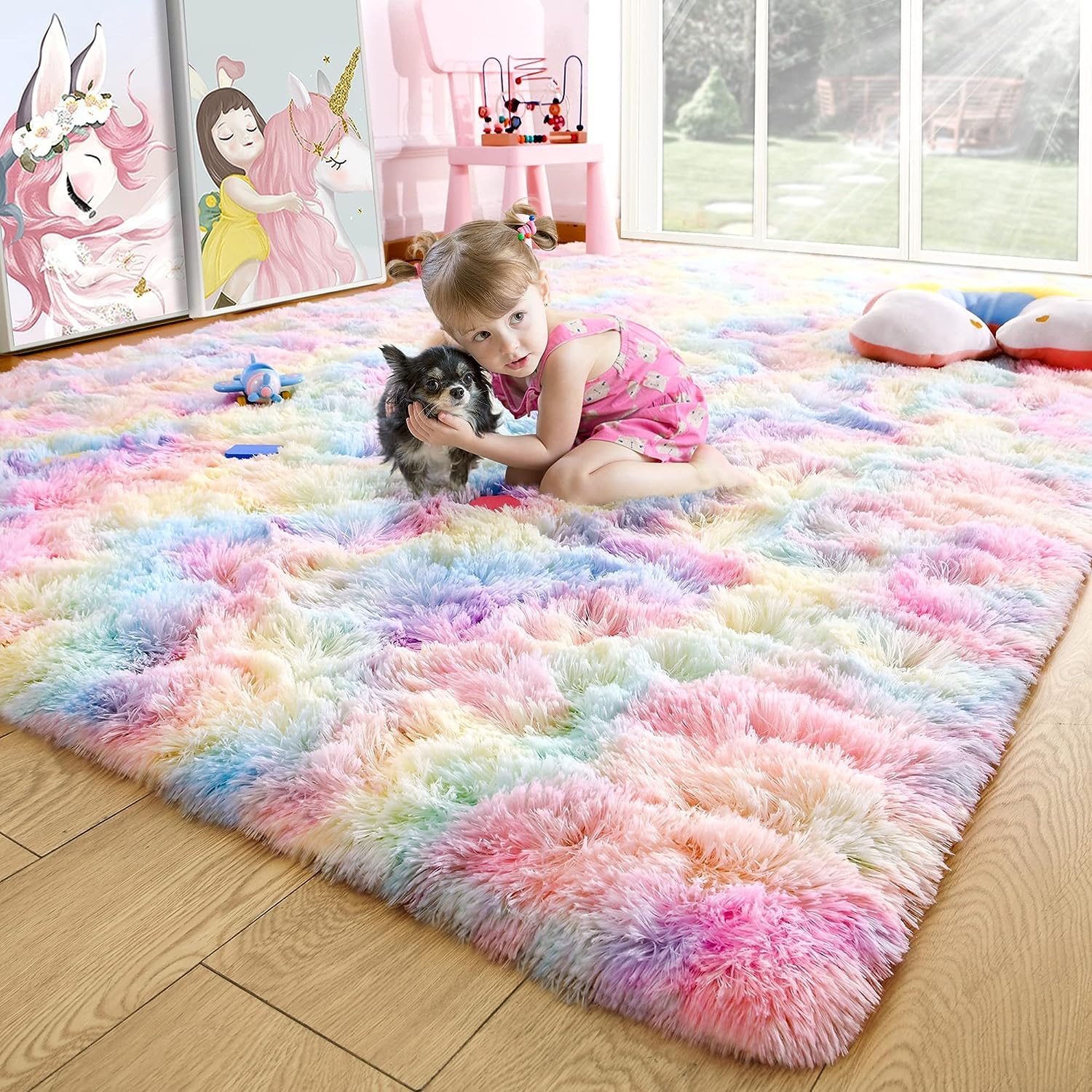 Tappeto Morbido Arcobaleno Batik 120x200 Cm – 3 Strati Con Fondo Antiscivolo, Per Camera Da Letto E Soggiorno - 3
