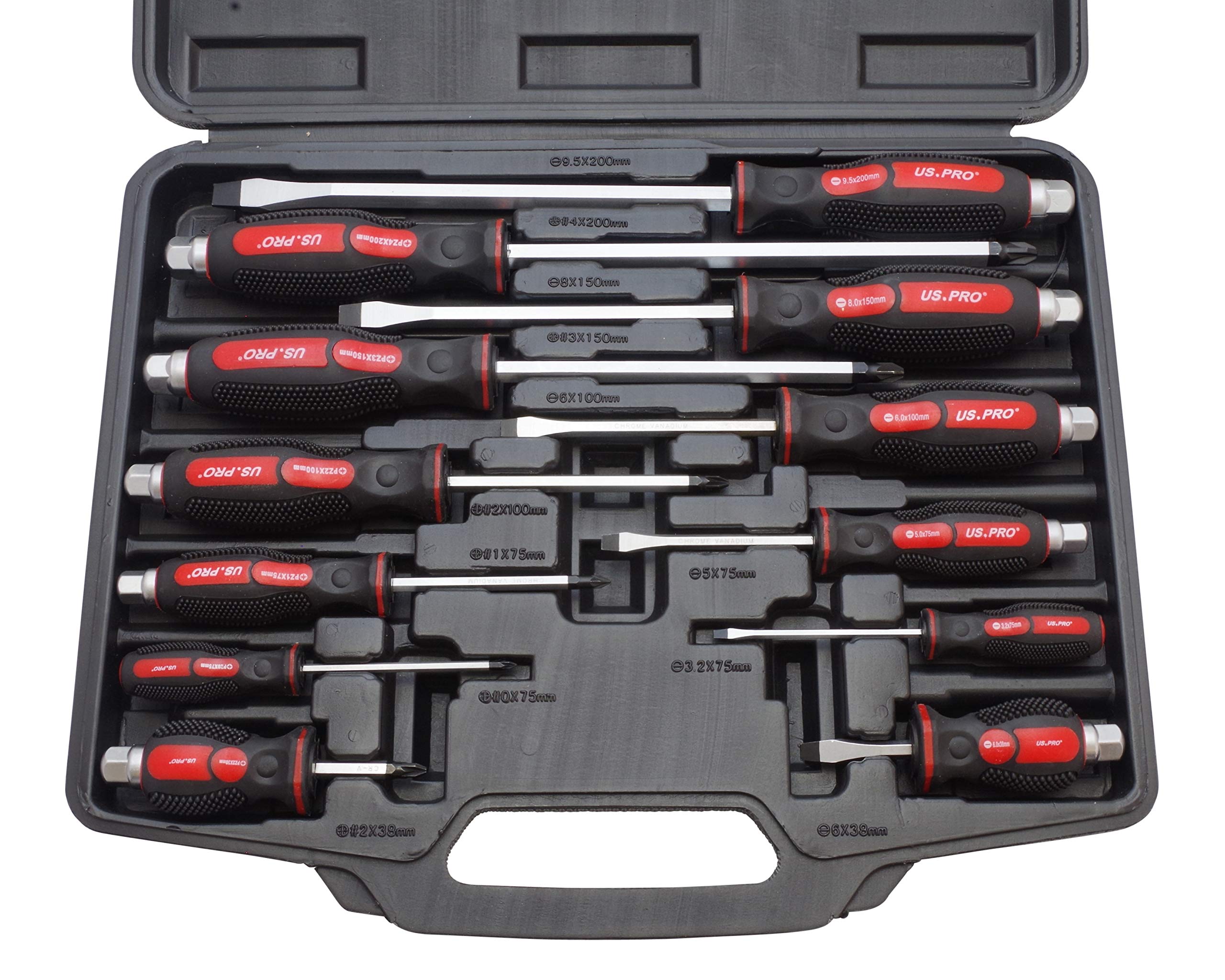 US.PRO by Bergen 12pc Mechanic GO-THROUGH INDUSTRIAL SCREWDRIVERS B1503