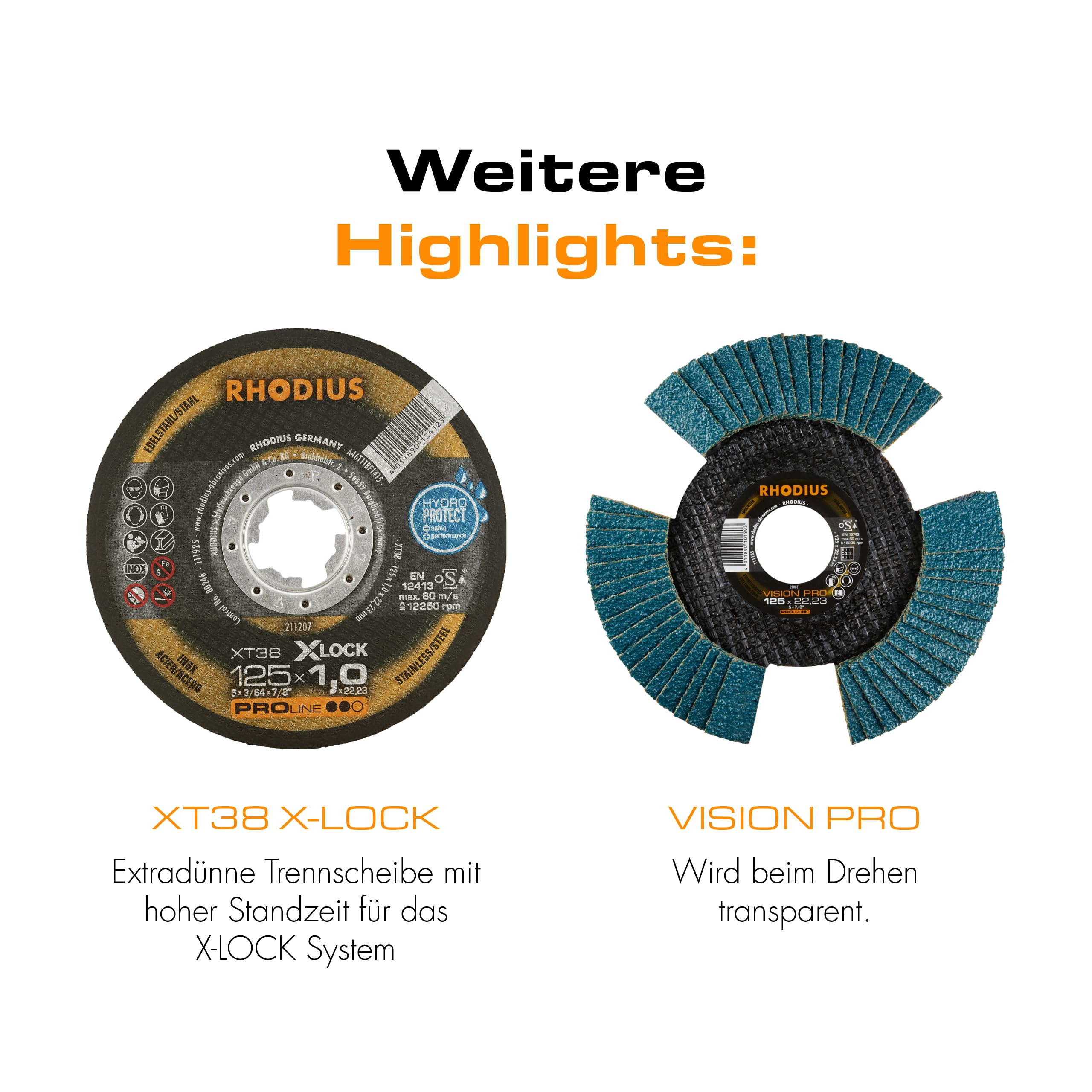 RHODIUS XT70 X-LOCK Lot de 25 disques à tronçonner en métal extra fins Fabriqué en Allemagne