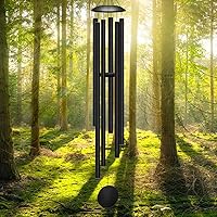ODRODR 66" Extra Large Deep Tone Wind Chimes - 6 Thick Tuned Aluminum Tubes, Relaxing Outdoor Melody for Garden Patio, Ideal Mother's Day Gift (Black)