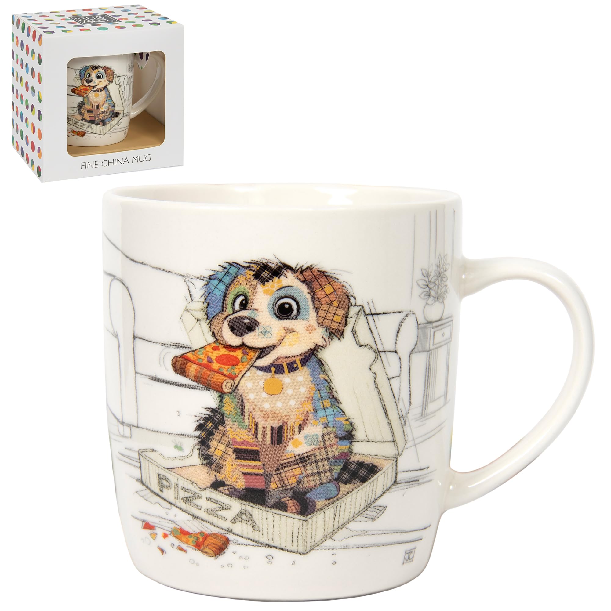 L & P Home & Gifts Men's Drawn Or Patterned Lesser & Pavey Bug Art Pedro Pup Mug For Hot Drinks | Fine China Mugs For Kitchen & Home | Reusable Ceramic Cups For Every Occasion | Durable Tea Cups For Long-Lasting Use