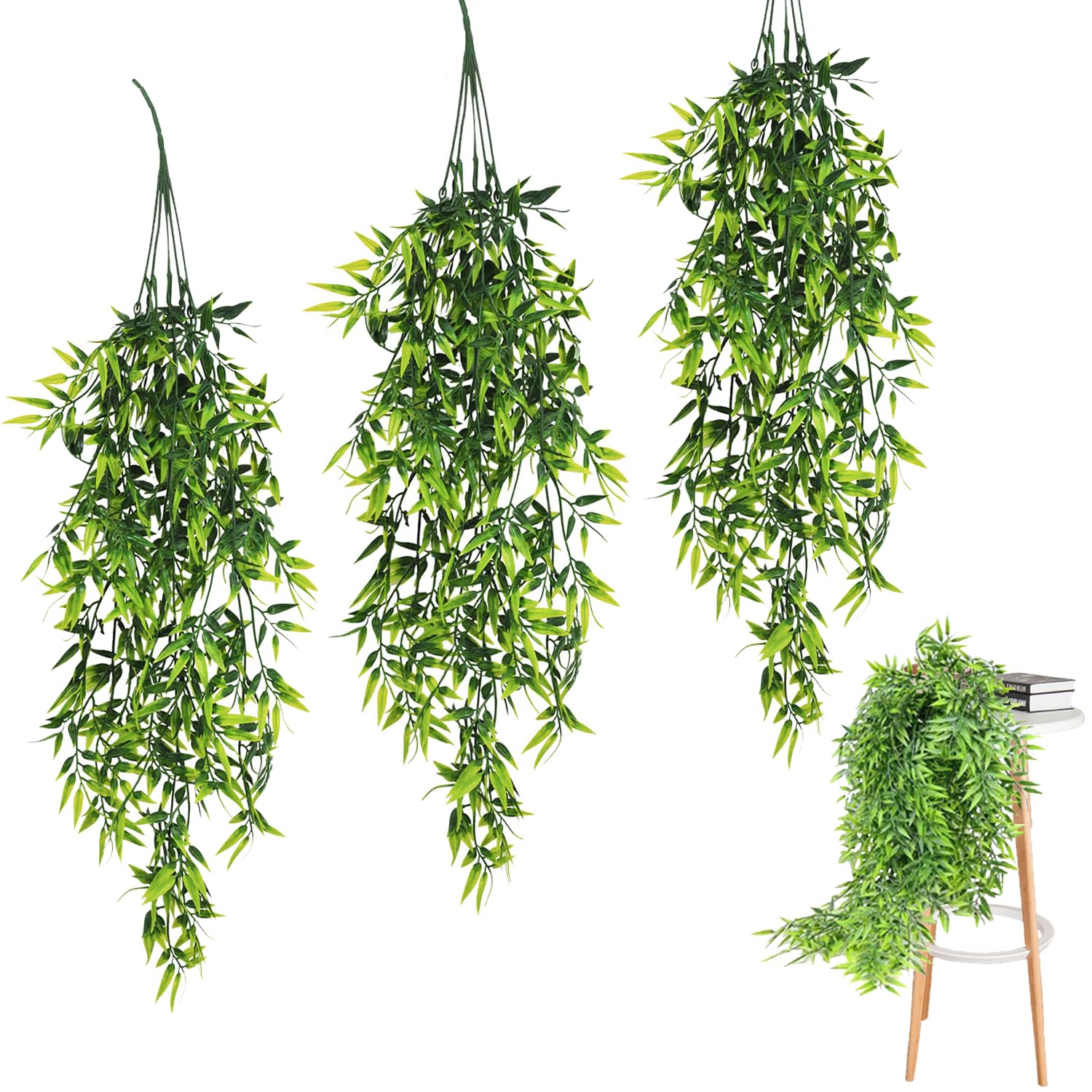 Amazon.de: RHQFDM 4 Stck Kunstpflanzen Hngend,Knstliche Pflanzen wie echt ,Knstliche Hngepflanzen,Bambus Deko 83cm,fr Outdoor Indoor Balkon Garten  Hochzeit Wanddeko
