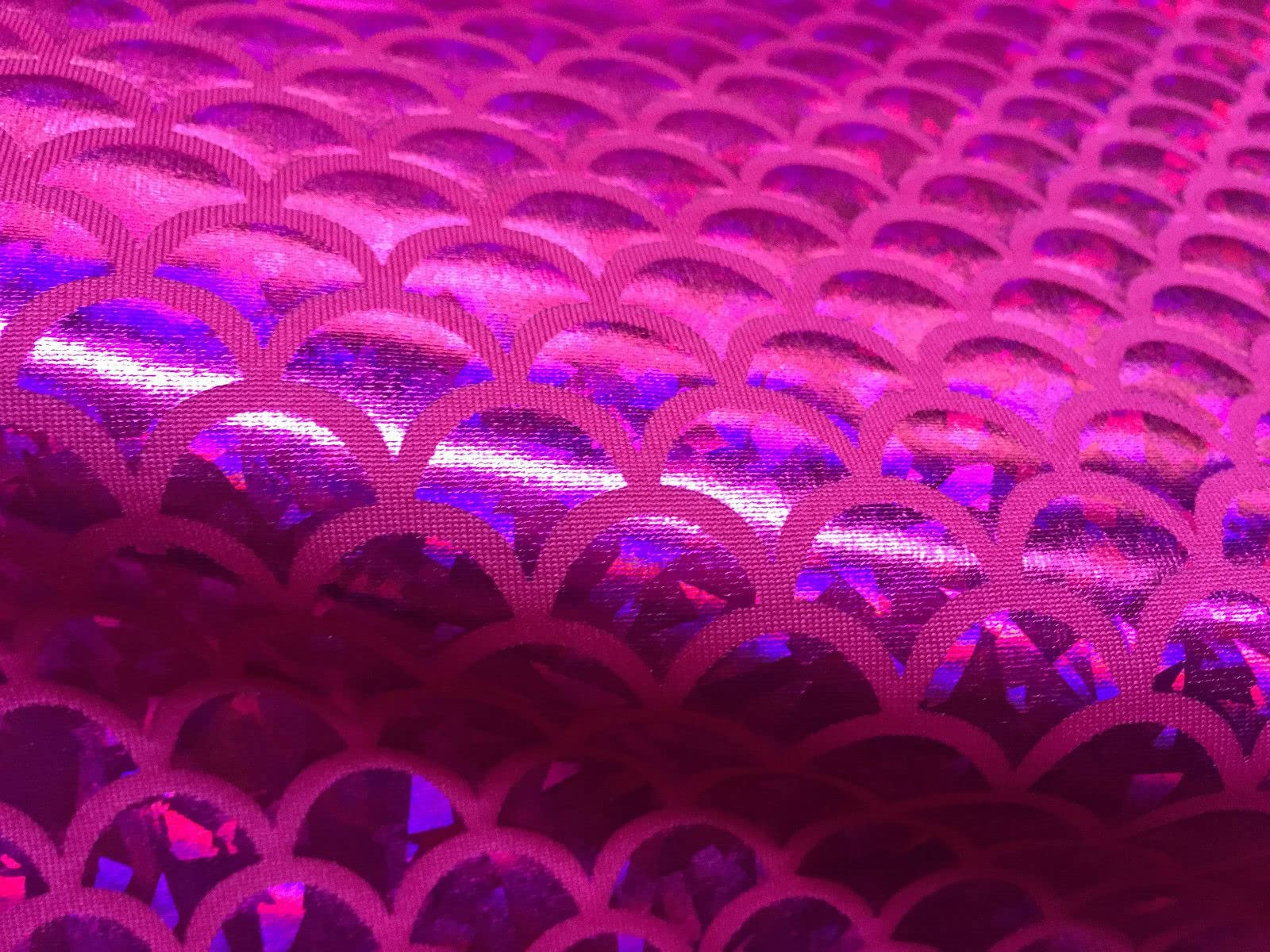 LushFabric Mermaid Scale Print Fabric Fish Tale Scales Foil, 2 Way Stretch Material Lycra Spandex, Bikini, Costume, Dress