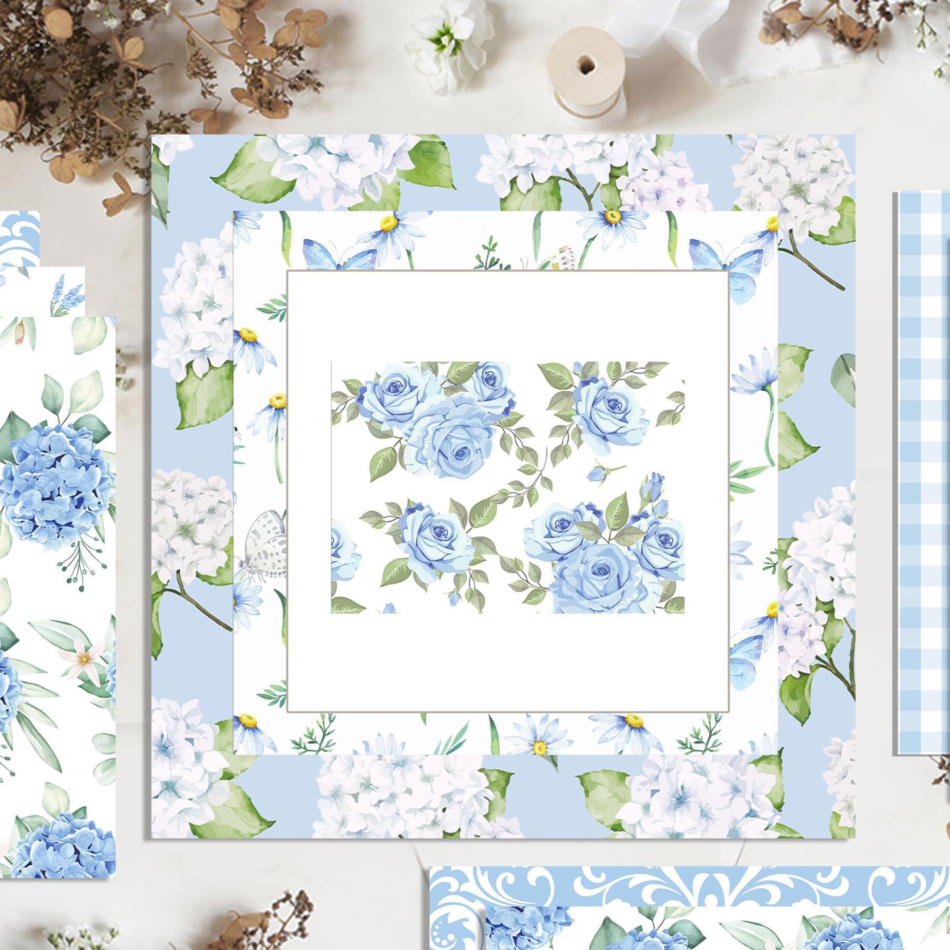 Papier do scrapbookingu, 12"x12", 24 arkusze dwustronnego papieru kartonowego, 160 g/m2, papier dekoracyjny o dużej gramaturze do dekoracji albumów ze zdjęciami - 12 wzorów