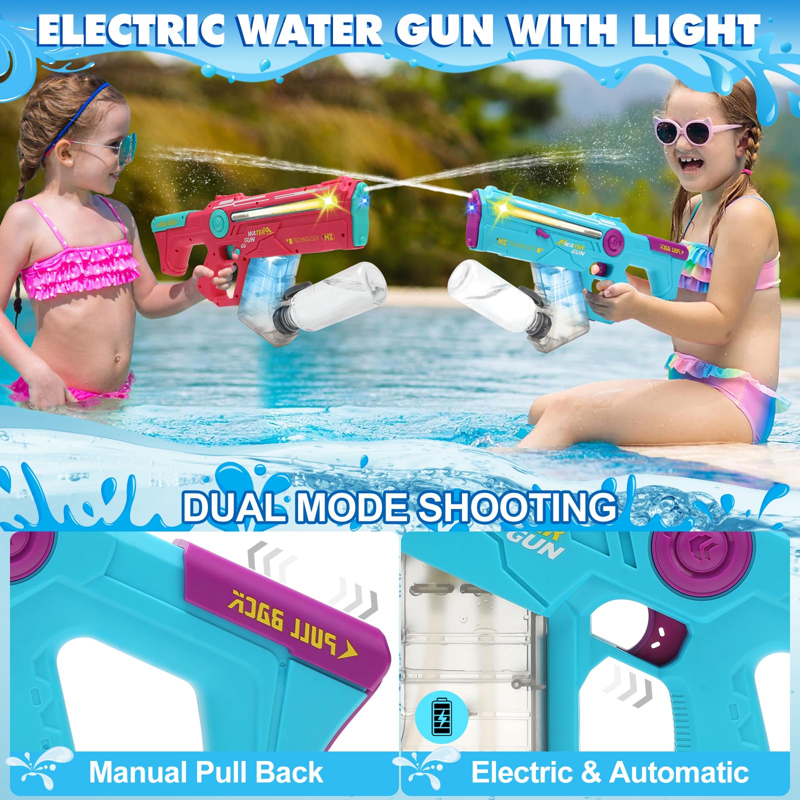 Pistole ad Acqua Elettrica, Fucile ad Acqua Automatiche per Ragazzi 6 7