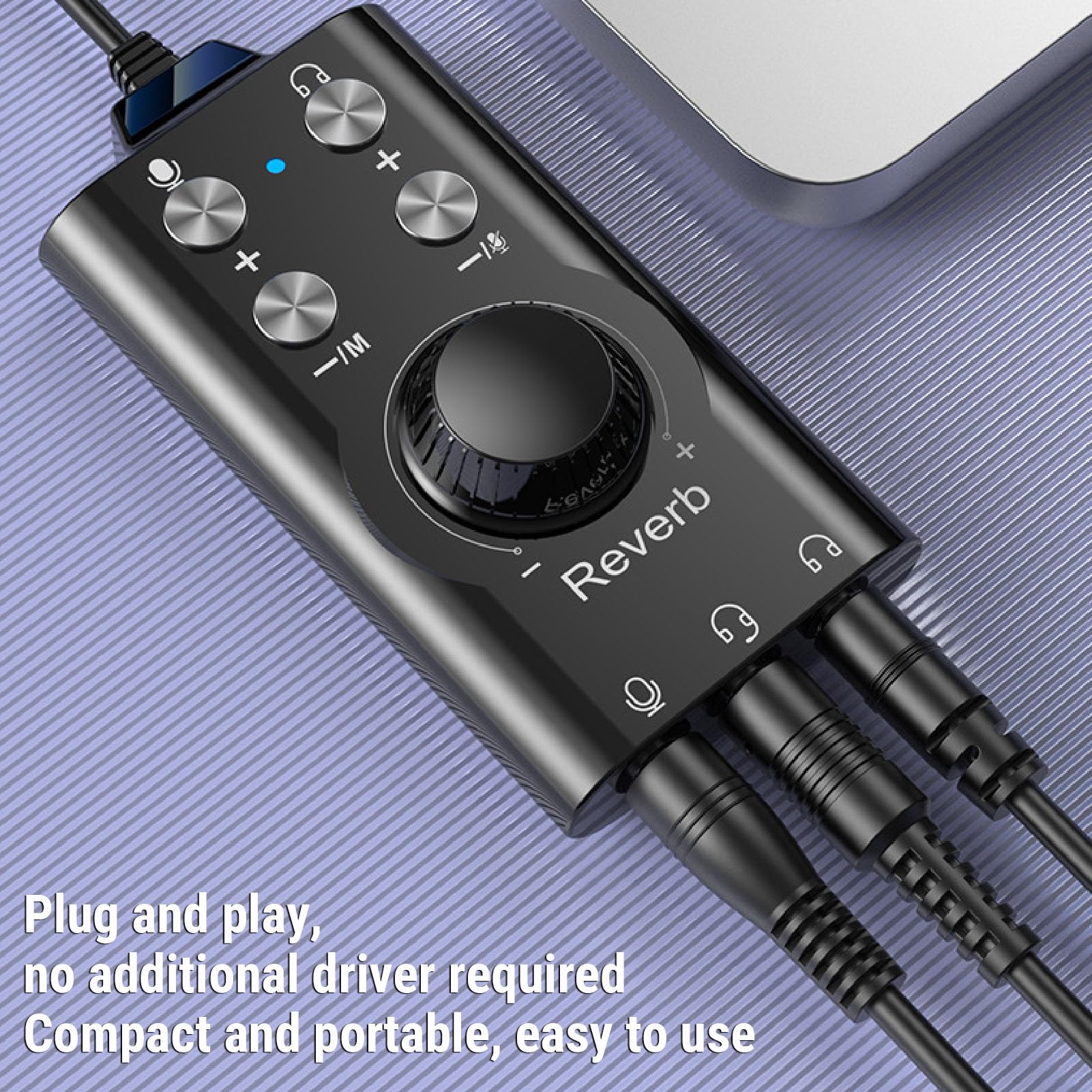 PUSOKEI Adaptateur de Prise Audio USB/USB C à 3,5 Mm, Carte Son Stéréo Externe avec Contrôle de Volume, Son Surround Virtuel 7.1, Bluetooth 5.0, Bouche et Jeu