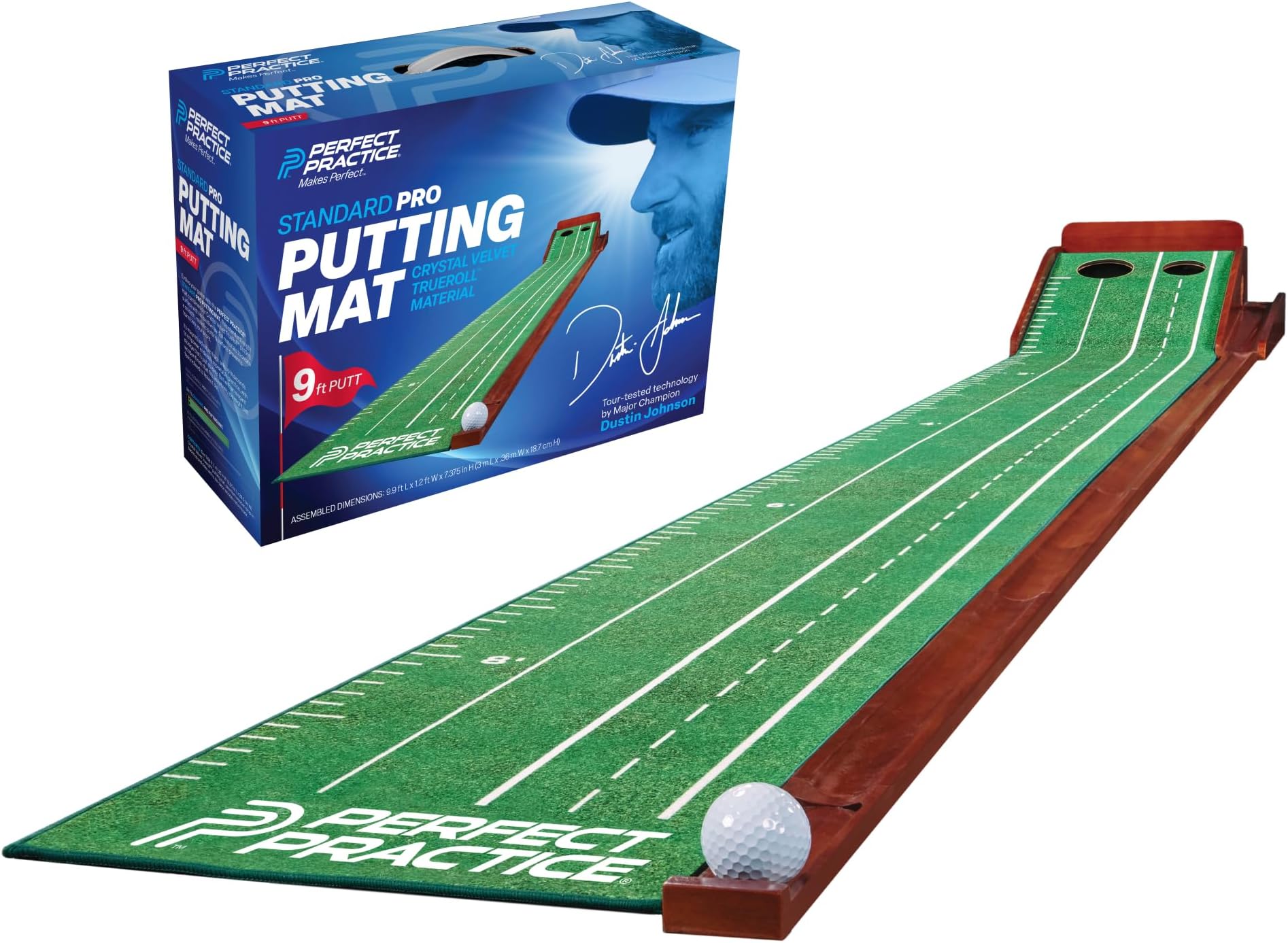 PERFECT PRACTICE Putting Mat- Indoor and Outdoor Golf Putting Mat with Auto Ball Return