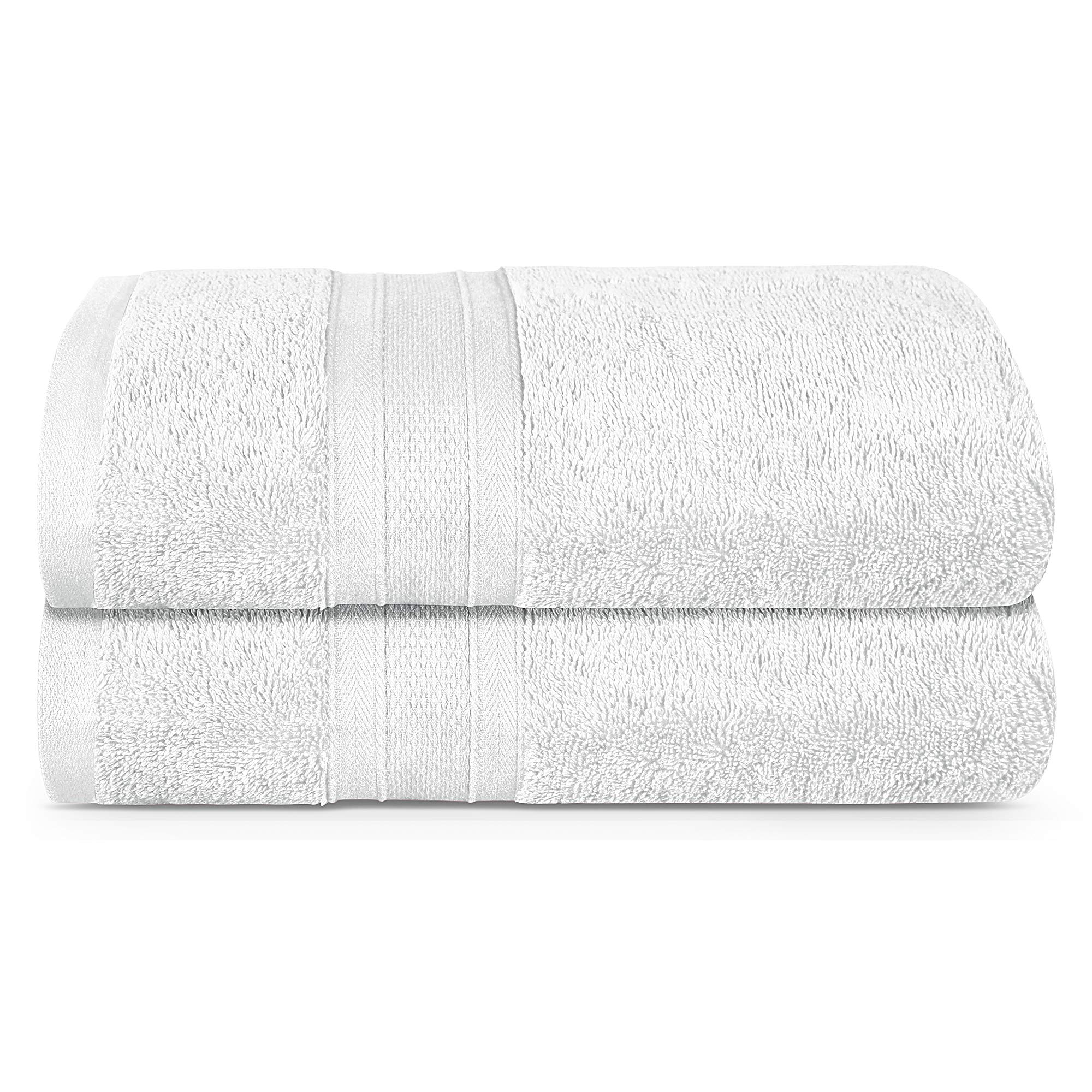TRIDENTSoft and Plush, 100% Cotton, Highly Absorbent, Super Soft, 2 Piece Bath Towel Set, 500 GSM, White, TT02SPWHITE