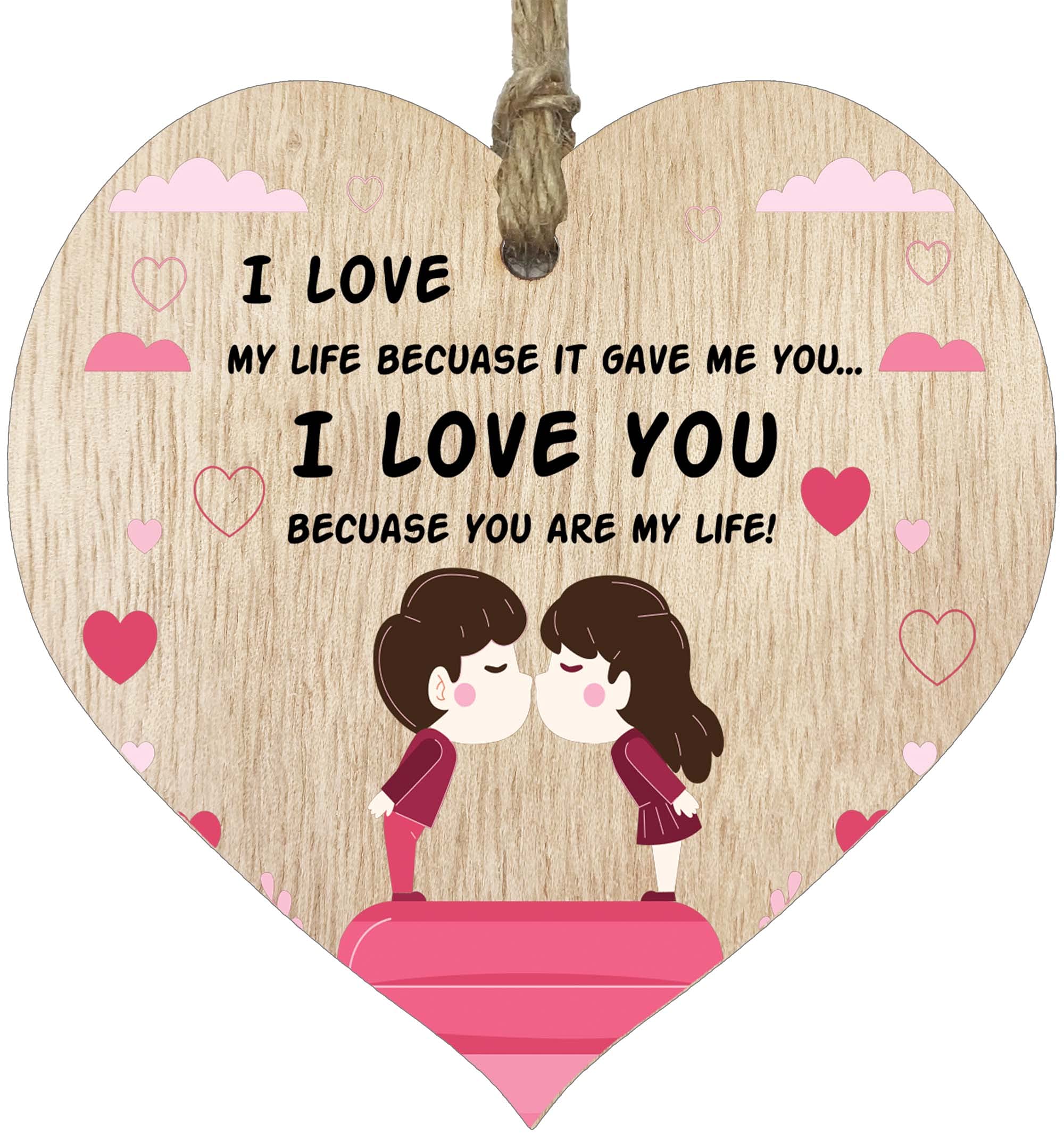 Valentines Gifts for Her, I Love You Because You Are My Life