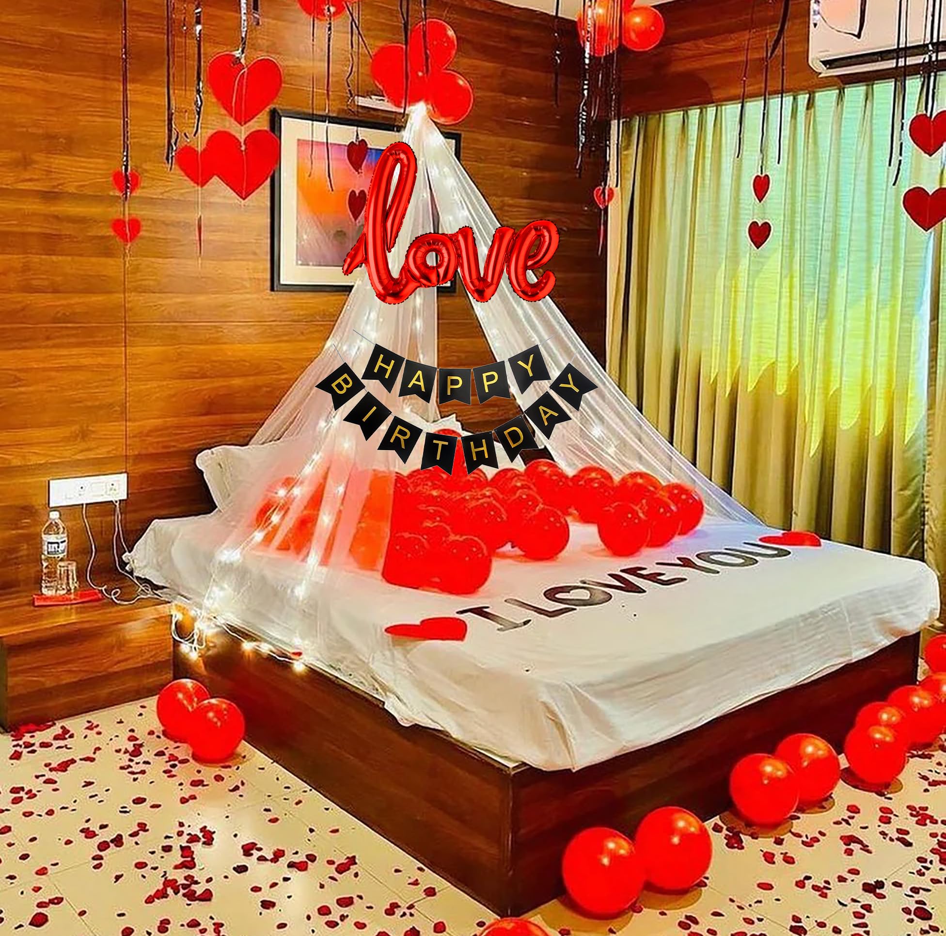 SpecialYou.in Canopy Tent for Decoration, Bedroom Canopy with Fairy Lights, 40ft Long, Peach Net Curtains, Medium Size, Romantic Style-image-21
