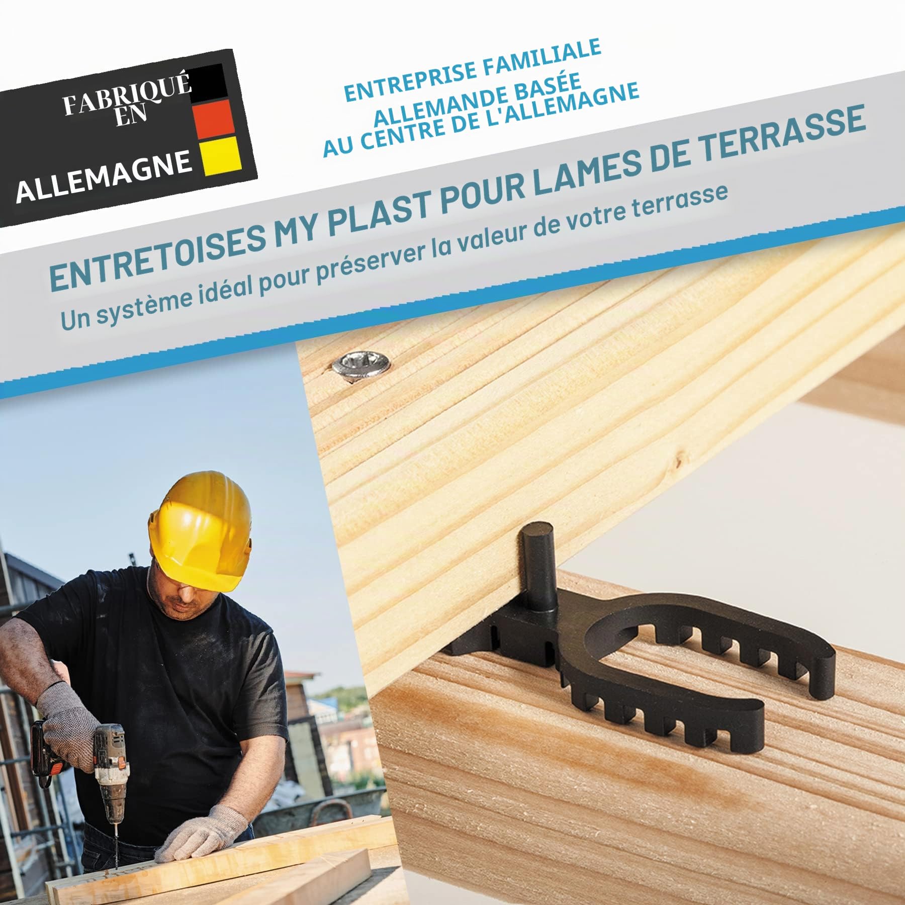 My Plast I 1.000 pièces - largeur de joint 4 mm (offen) - strié ouvert I Entretoise de terrasse - entretoise de haute qualité pour lames de terrasse