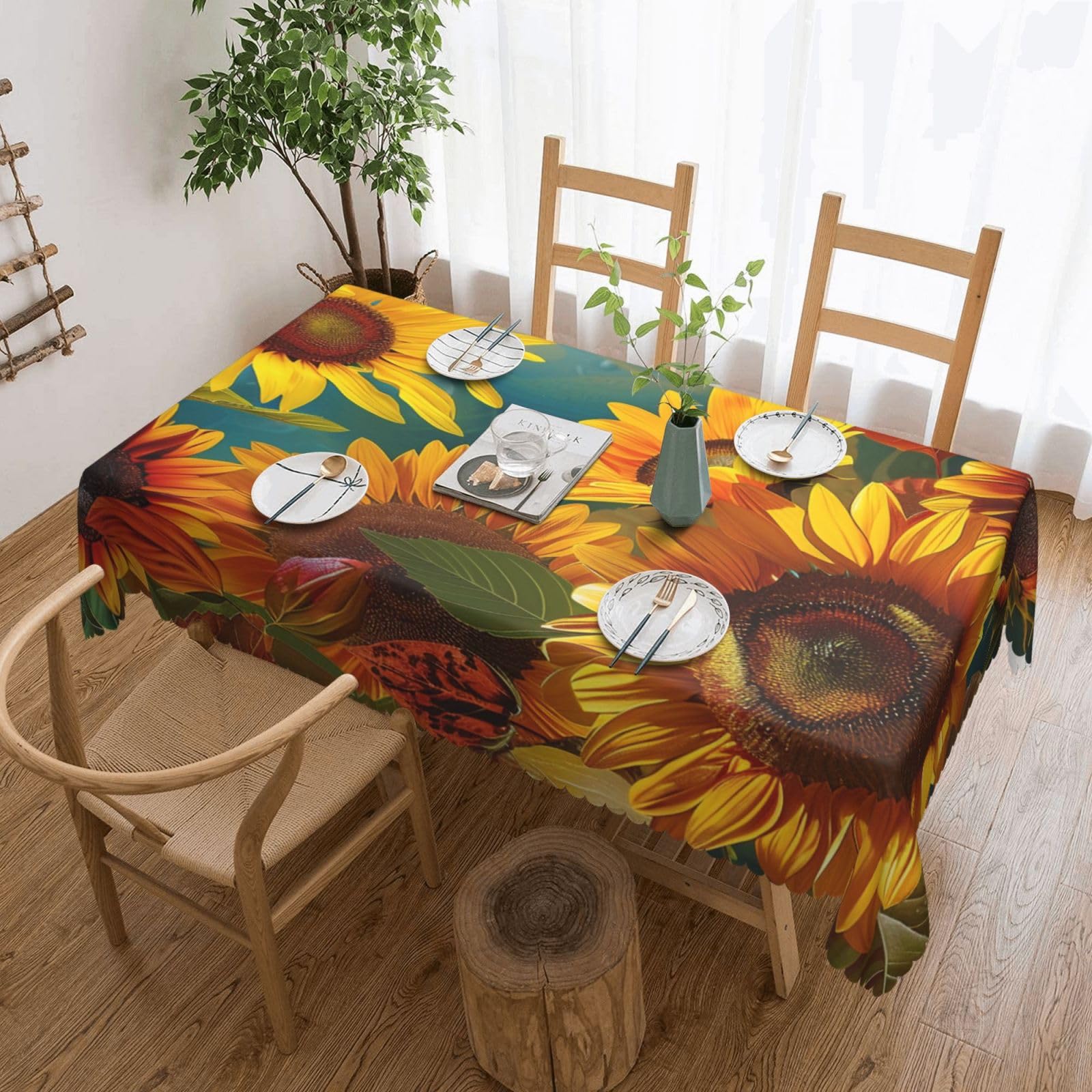Nappe tournesols tissu lavable anti-tache pour simplifier le nettoyage de vos banquets
