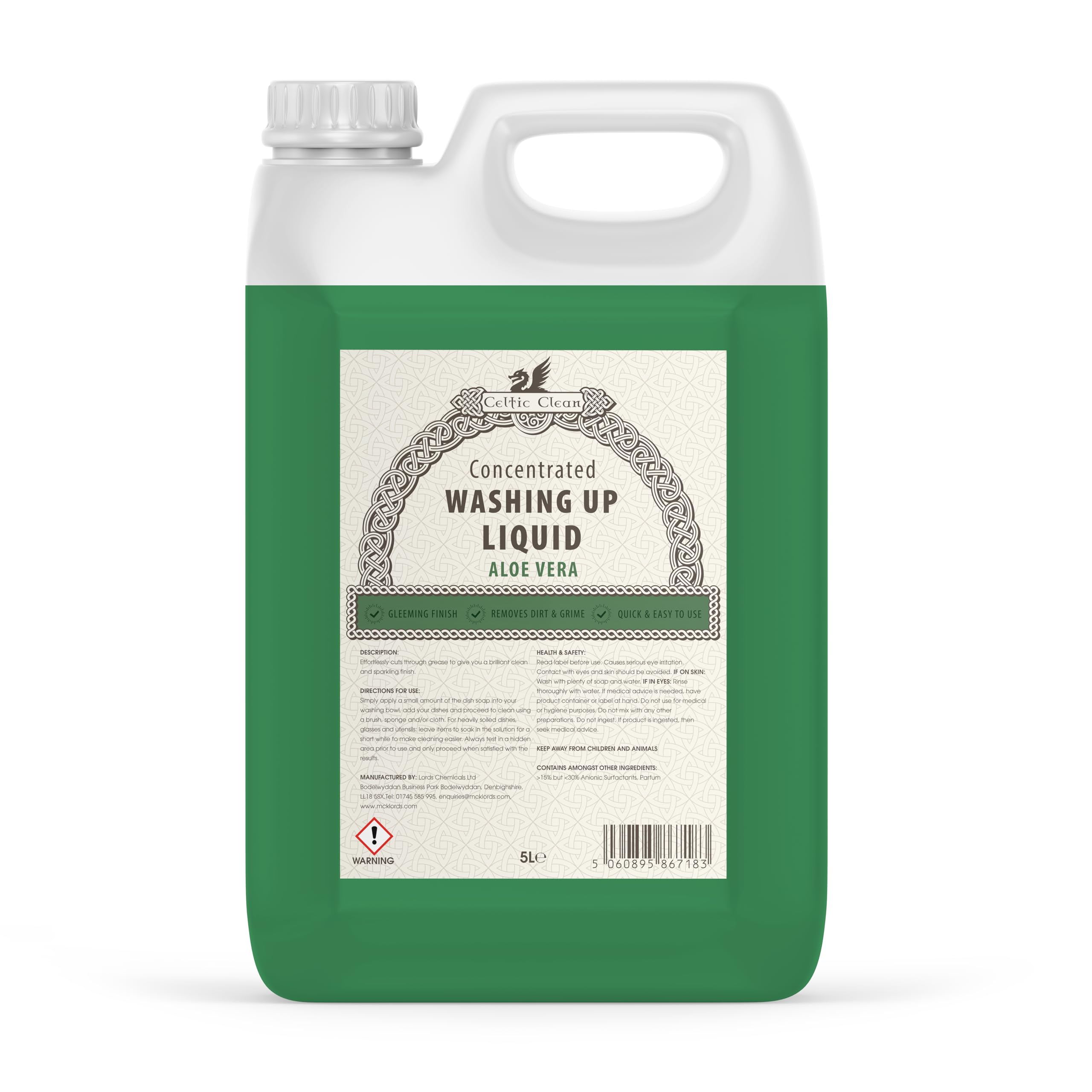 Celtic Clean - Washing Up Liquid - Aloe Vera - 5 Litre