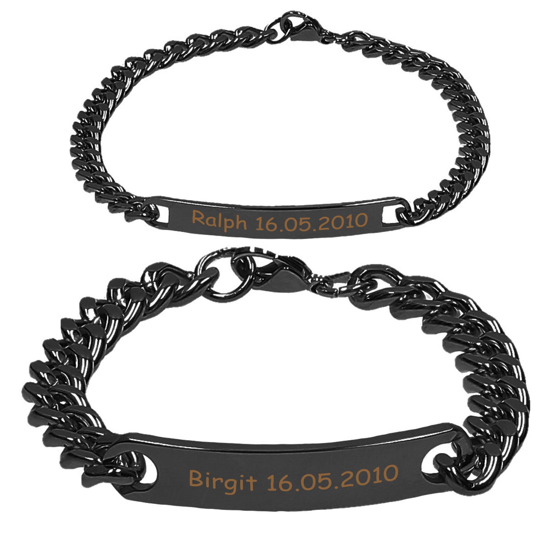 ID Edelstahl Armbänder Partnerlook + Gravur nach Wunsch 4 Farben Partnerarmbänder mit Box