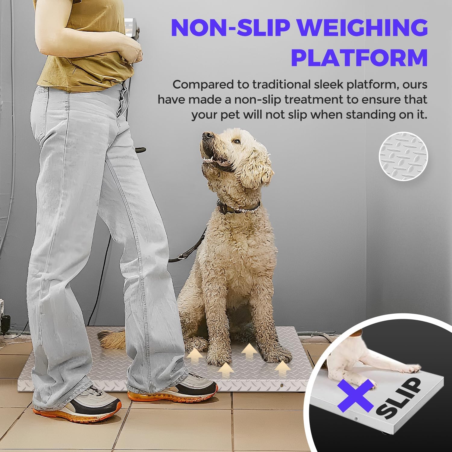 Bonvoisin 500kg/0.1kg Balance Vétérinaire et Bétail, Plateforme Antidérapante 103x53cm, Tare/Hold/Comptage, Affichage LCD à Distance, Double Alimentation&Rangement Intégré pour Chiens, Bovins, Mouton