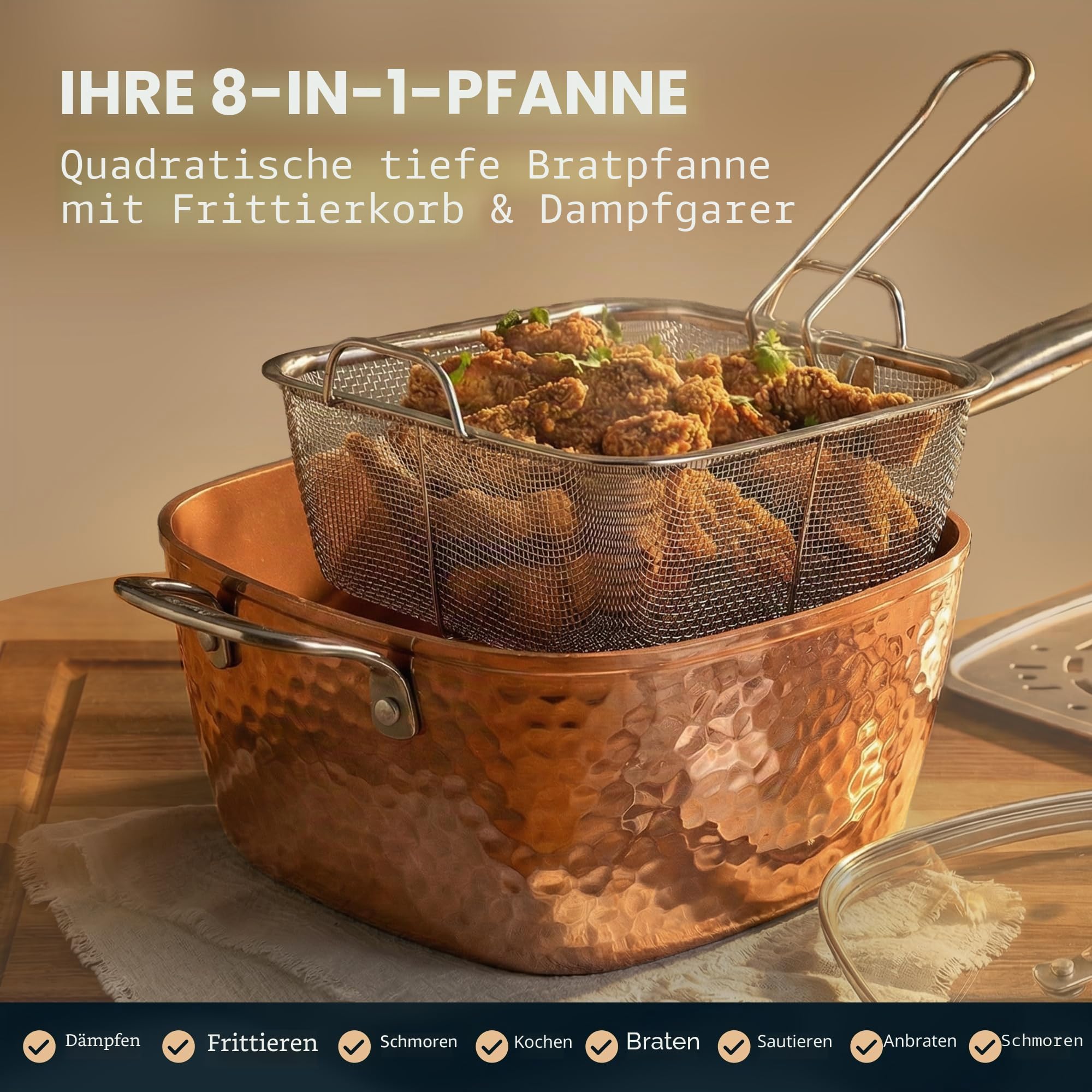 Gotham Steel Hammered Copper Collection - 20-teiliges Premium-Kochgeschirr- und Backgeschirr-Set mit Antihaft-Kupferbeschichtung, inklusive Bratpfannen