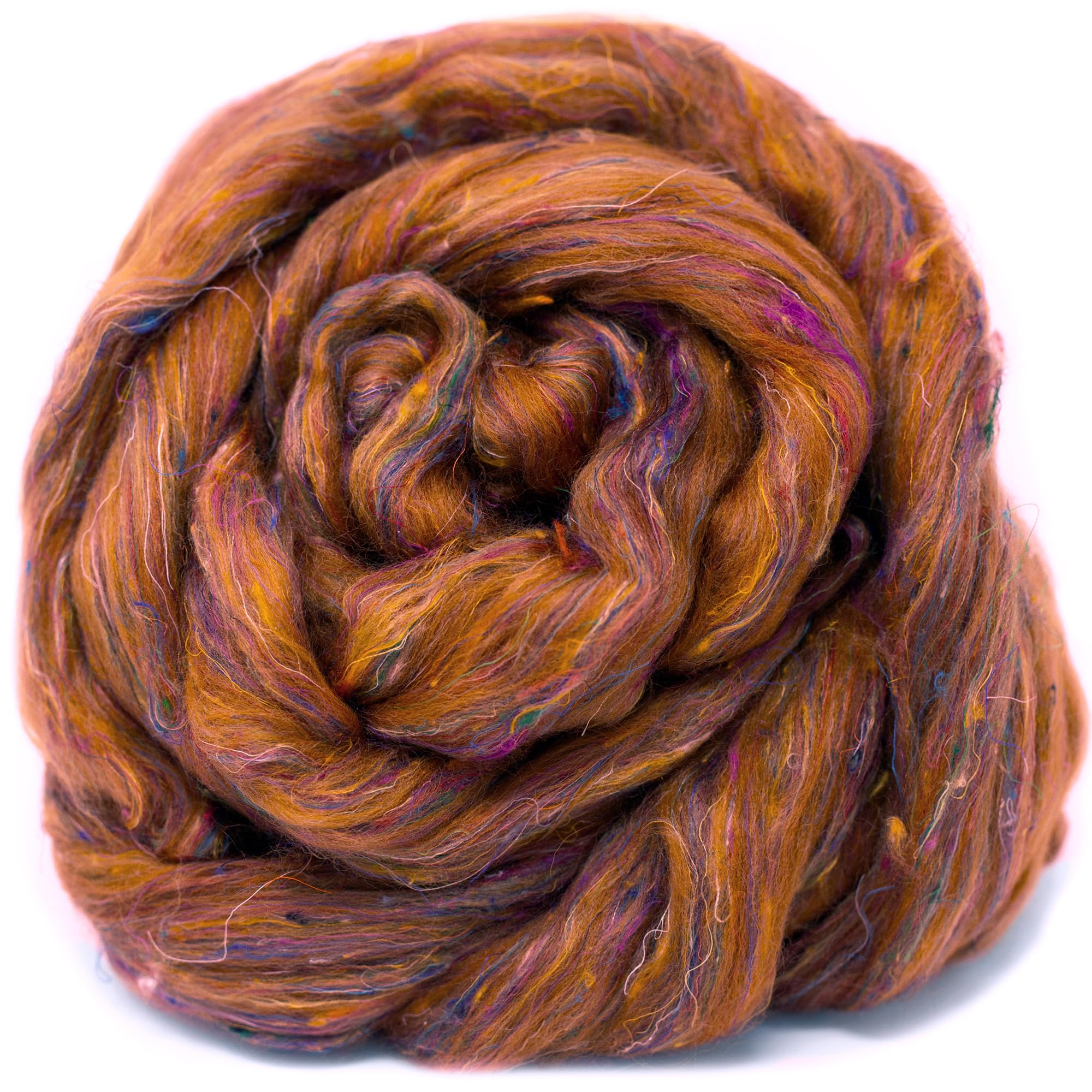 Merino &amp; Sari Silk, Exotic Fiber Blend for Spinning &amp; Felting, Taj Mahal